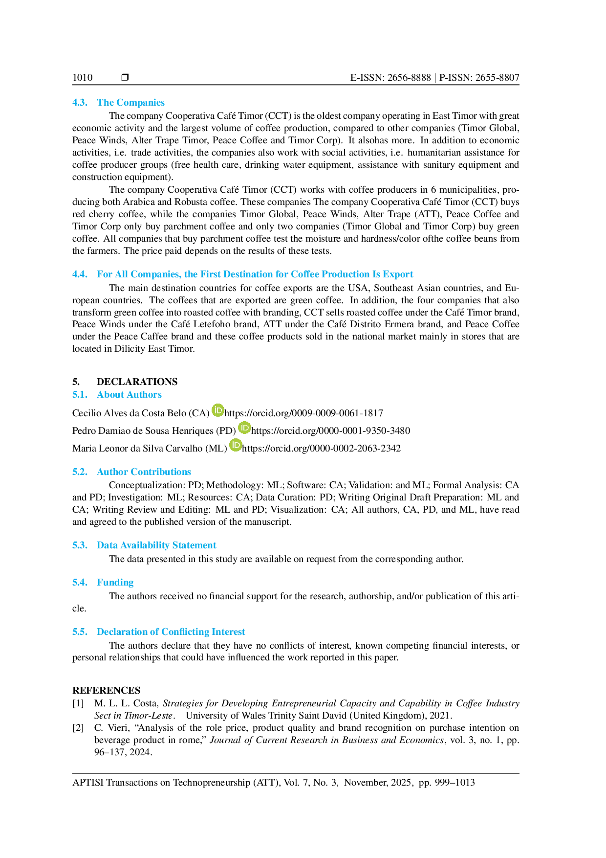 JURIS Analysis of Coffee Quality and Value Chain Collaboration for a Sustainable Agro Industry in Timor Leste