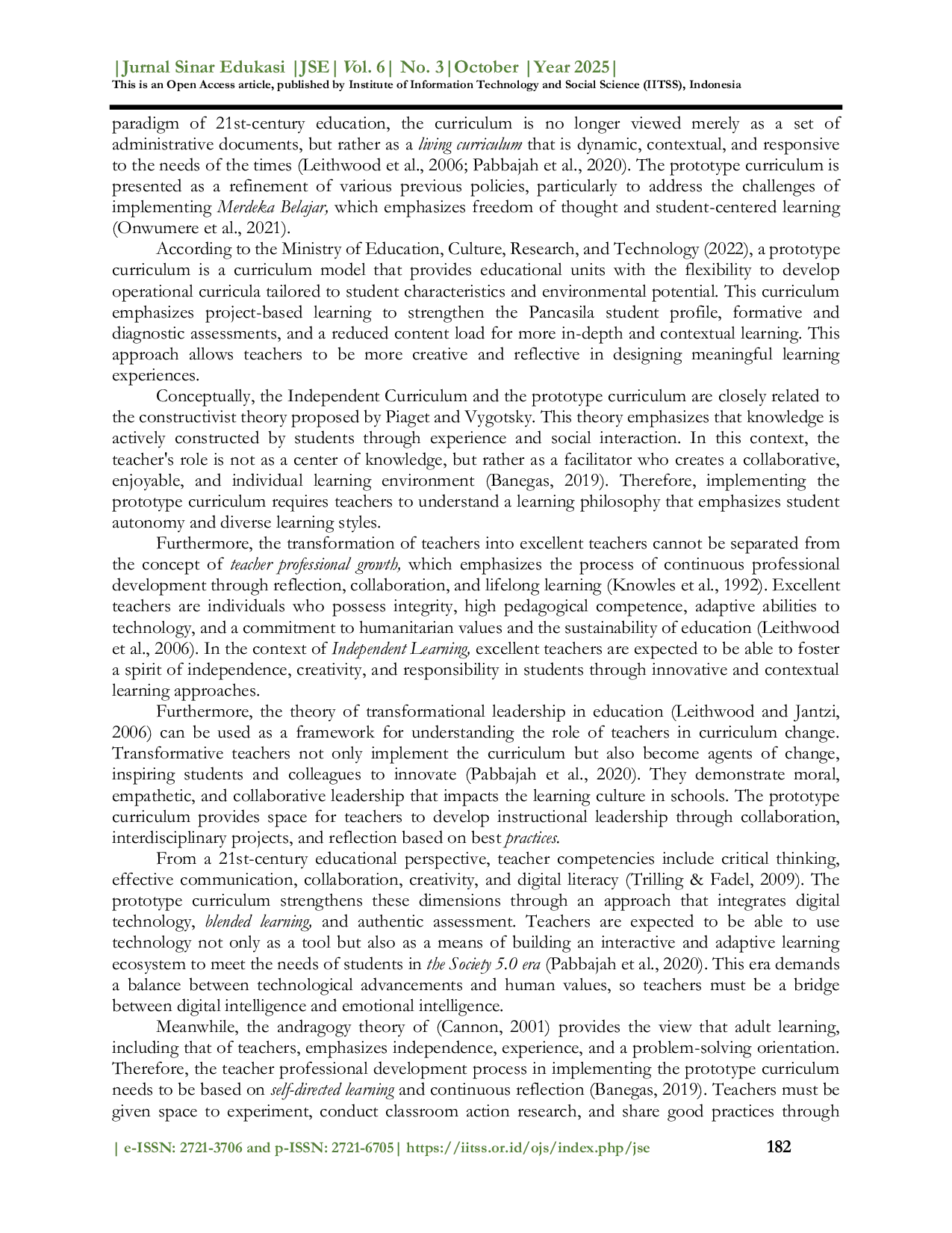 JURIS Transforming superior teachers through the implementation of a prototype curriculum in the independent learning era