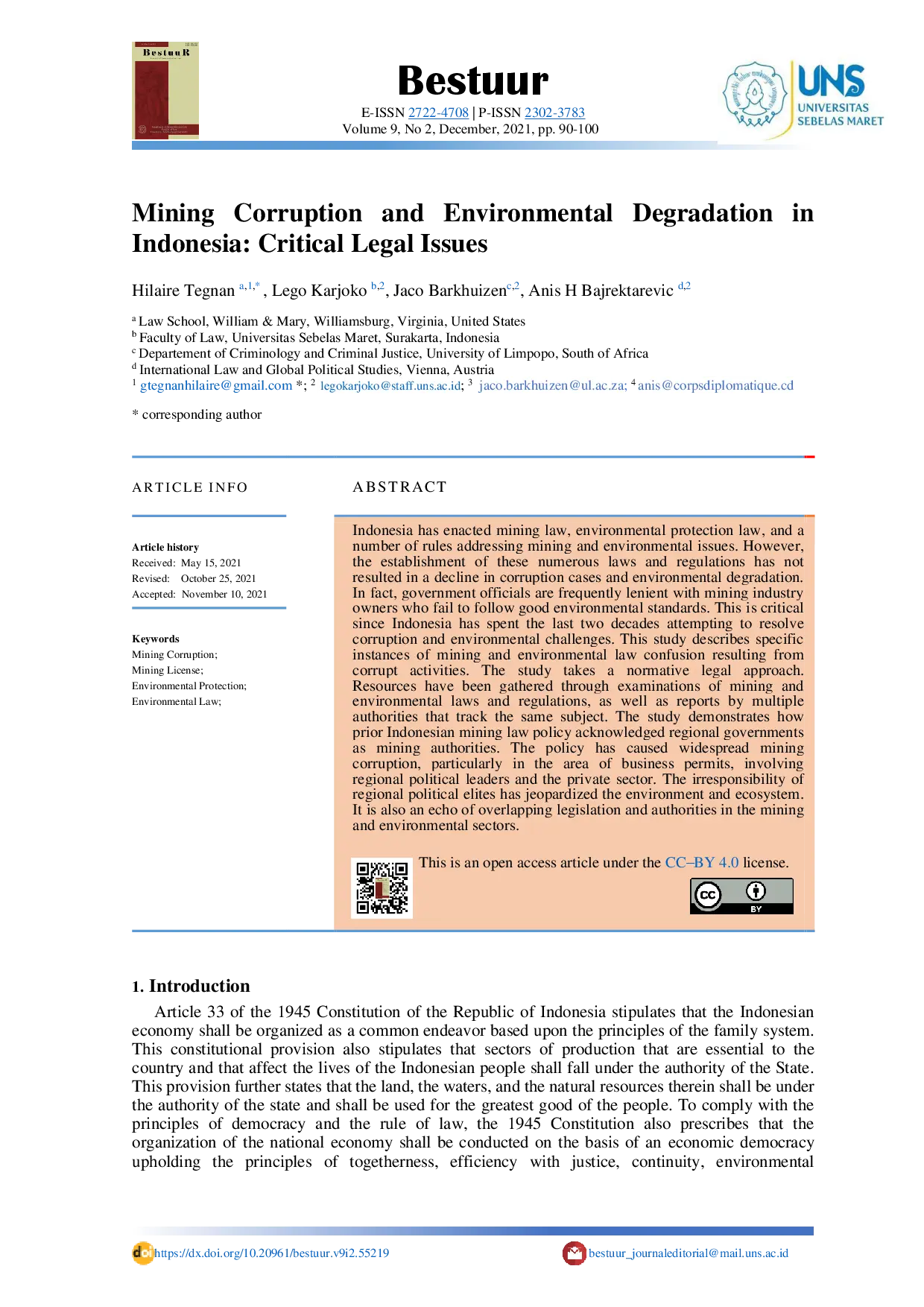 juris Mining Corruption and Environmental Degradation in Indonesia Critical Legal Issues