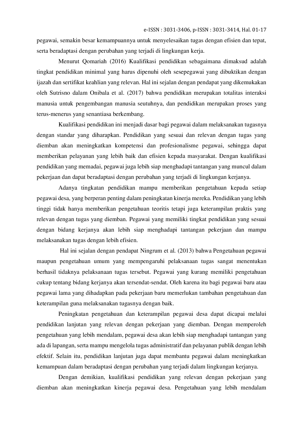 JURIS Pengaruh Kualifikasi Pendidikan Terhadap Peningkatan Kinerja Pegawai Desa di Kecamatan Duhiadaa Kabupaten Pohuwato