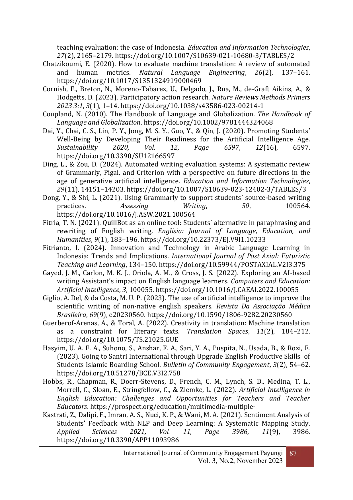 JURIS An Assistance of Islamic University EFL Students Through Artificial Intelligence AI Machine Translation and Writing Tools