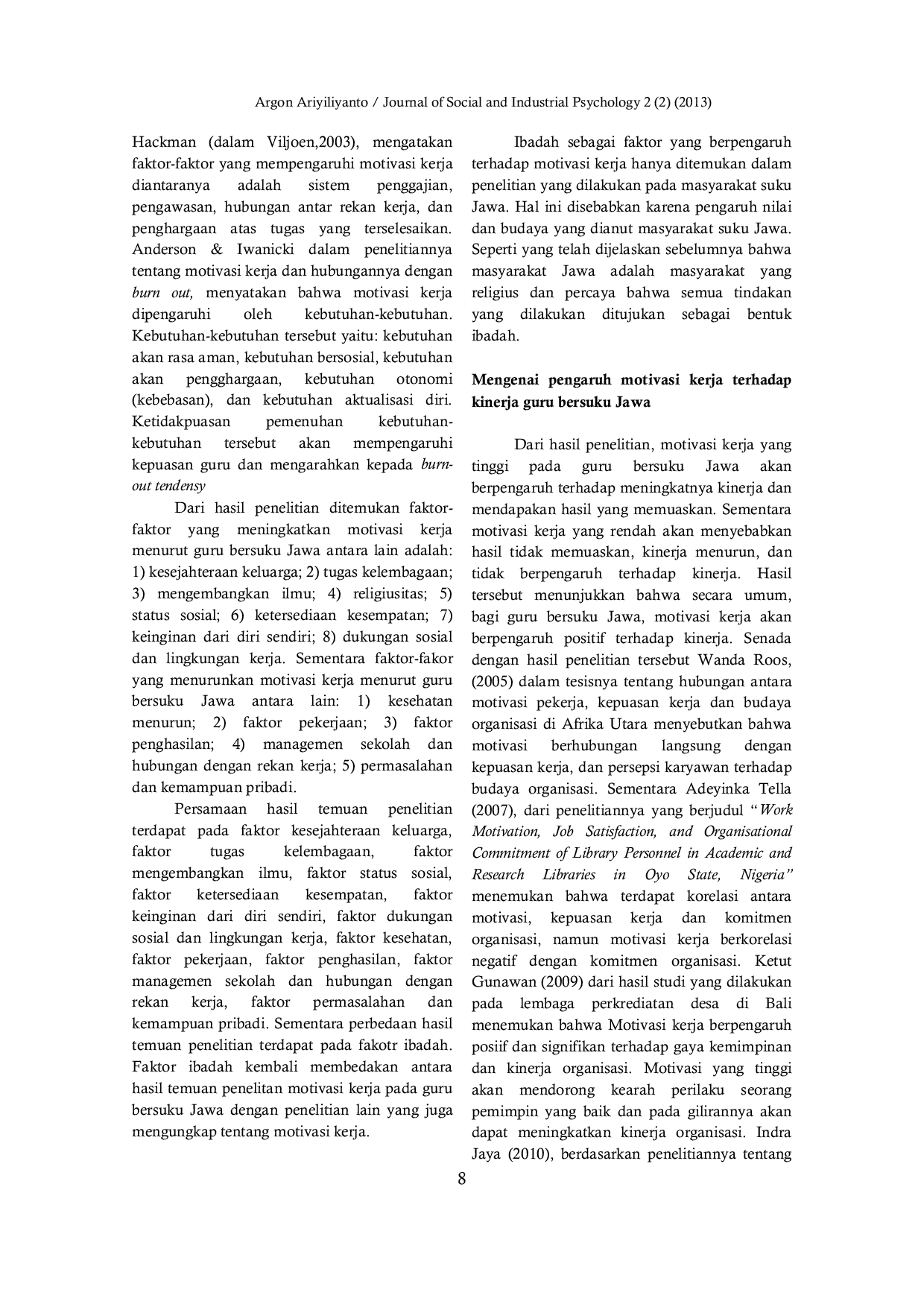 JURIS Motivasi Kerja Studi Indigenous Pada Guru Bersuku Jawa Di Jawa Tengah