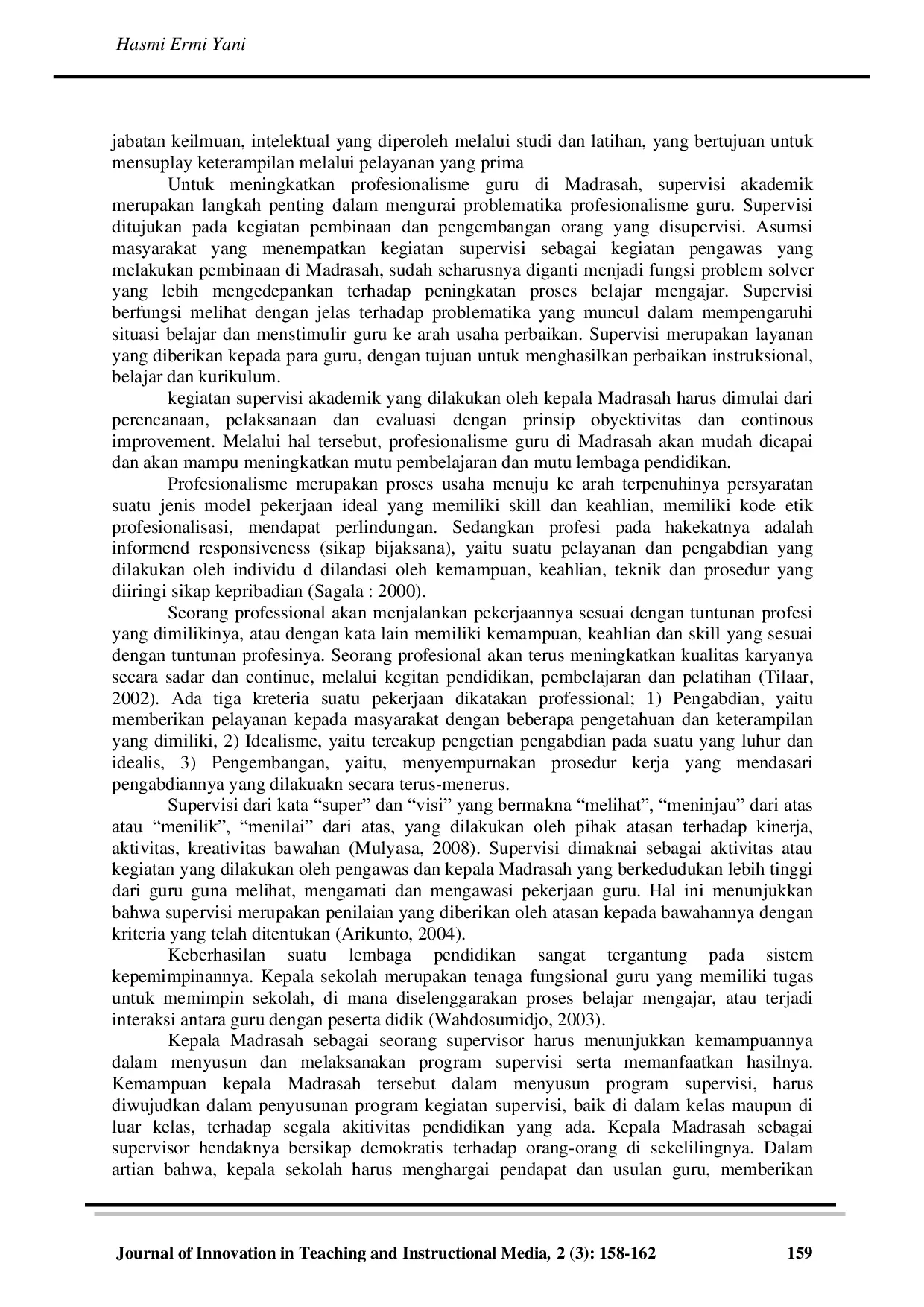 JURIS Supervisi Akademik Kepala Madrasah dalam Meningkatkan Kompetensi Profesional Guru