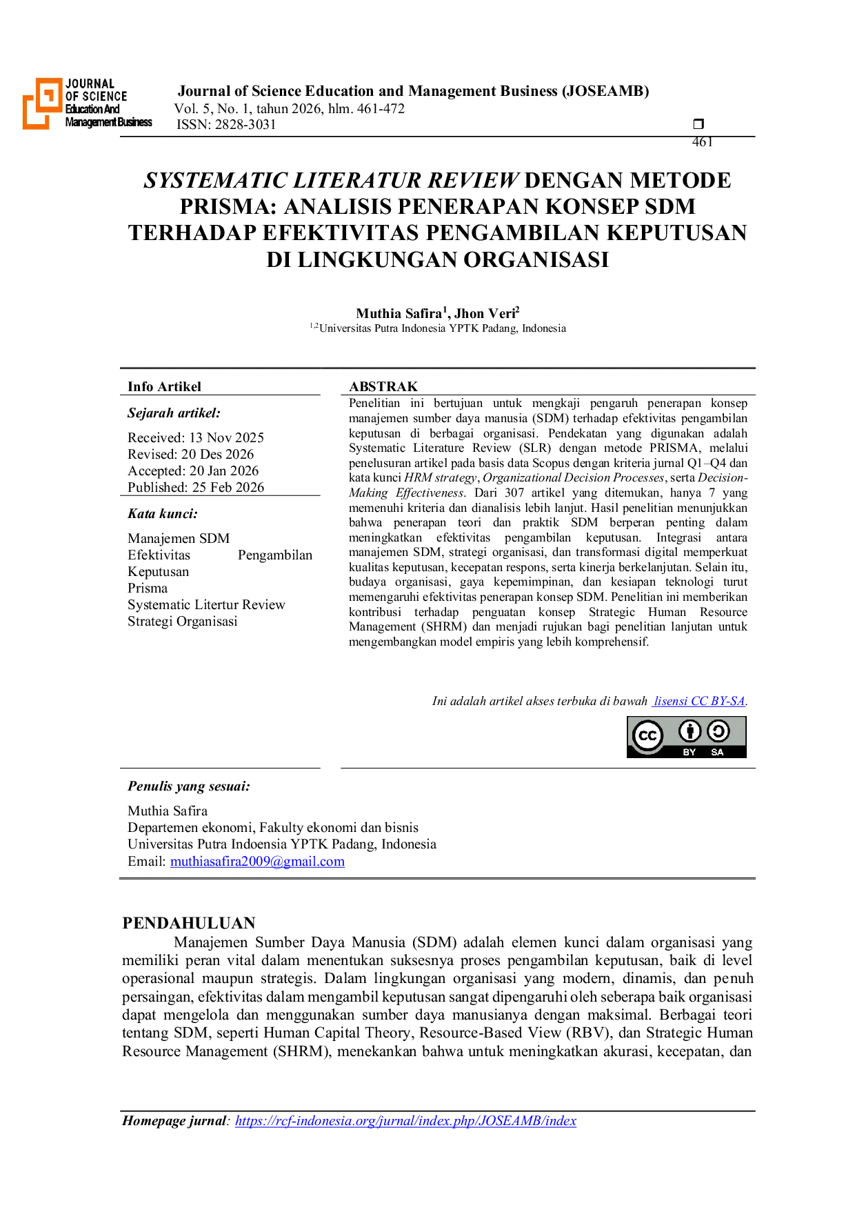 JURIS Systematic Literatur Review Dengan Metode Prisma Analisis Penerapan Konsep SDM Terhadap Efektivitas Pengambilan Keputusan Di Lingkungan Organisasi