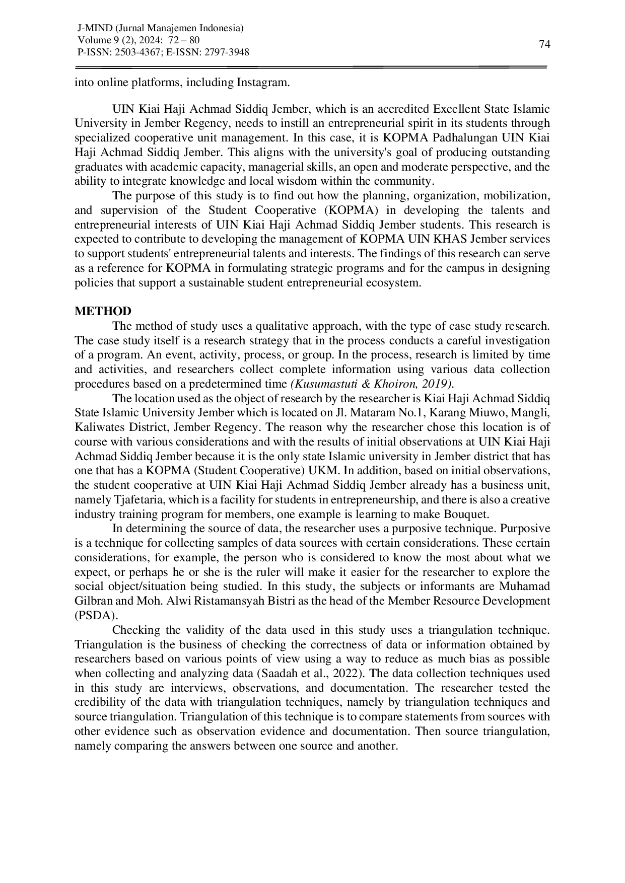 JURIS Special Service Management Of The Student Cooperative Kopma In Developing Students Talents And Interests