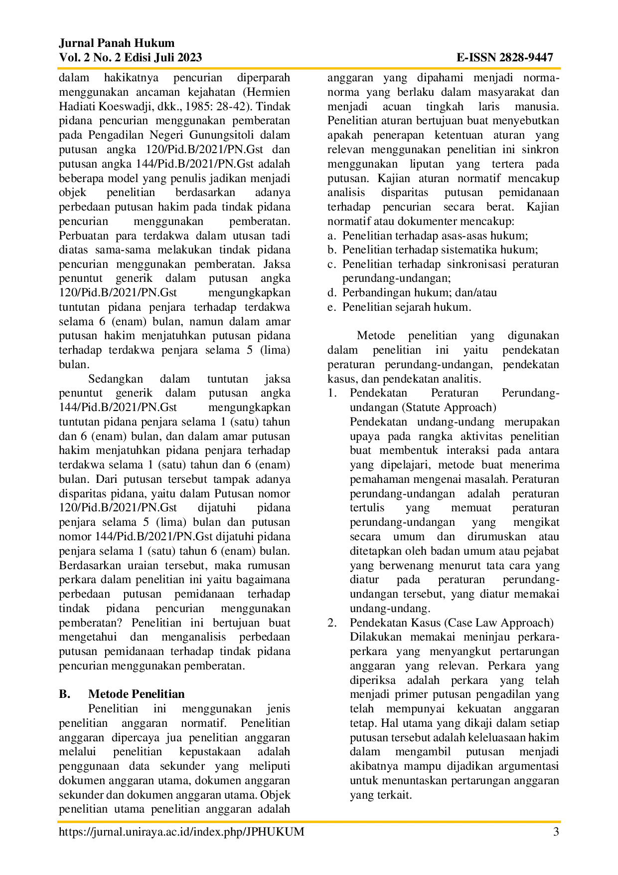 JURIS Disparitas Putusan Pemidanaan Terhadap Tindak Pidana Pencurian dengan Pemberatan