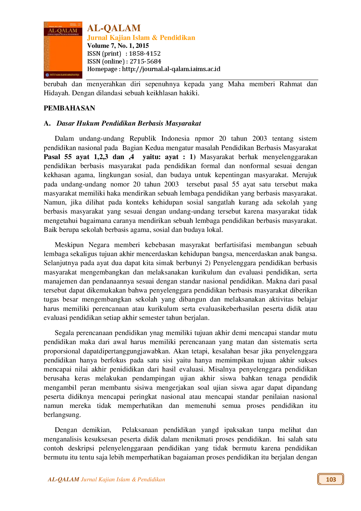 juris Pendidikan Berbasis Masyarakat