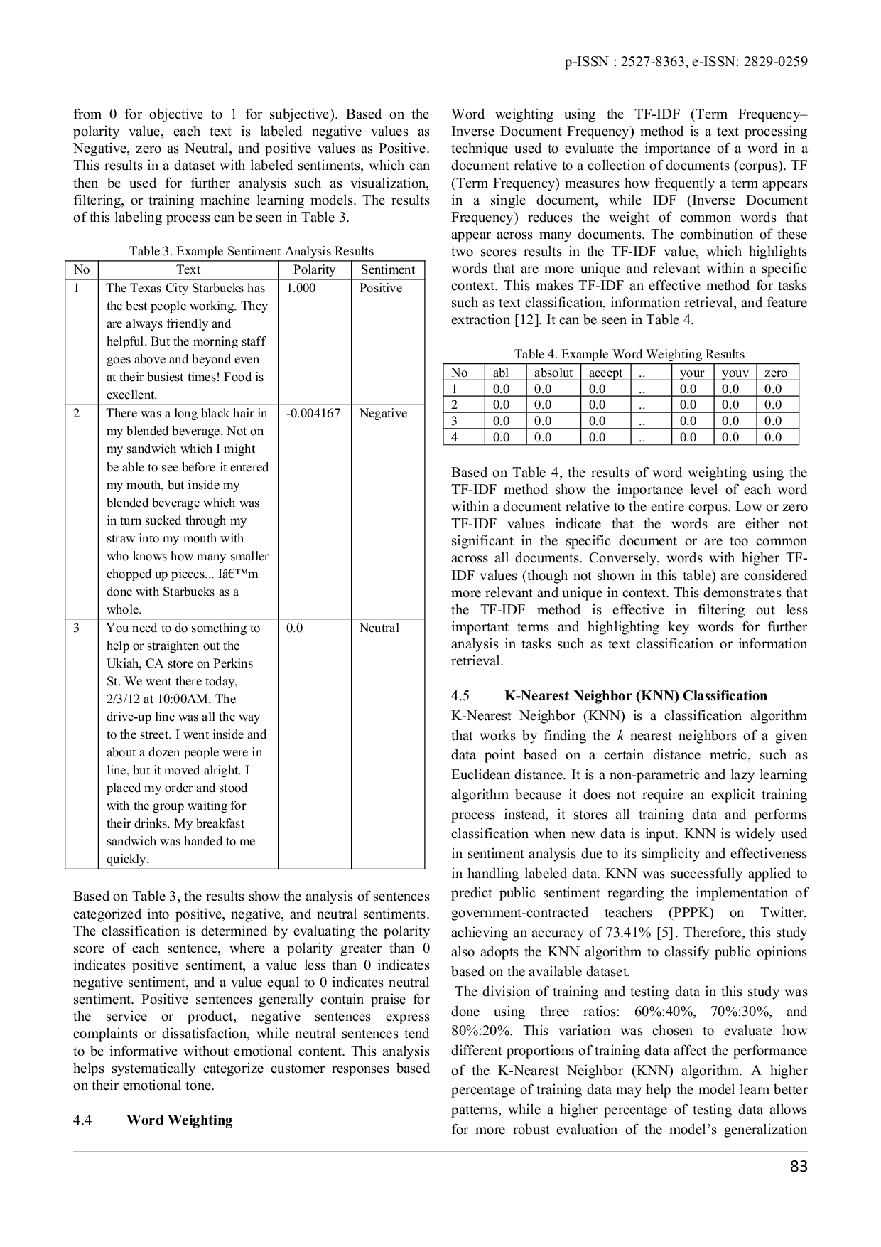 JURIS Sentiment Analysis On Starbucks Reviews Implementation Of K Nearest Neighbors And Support Vector Machine