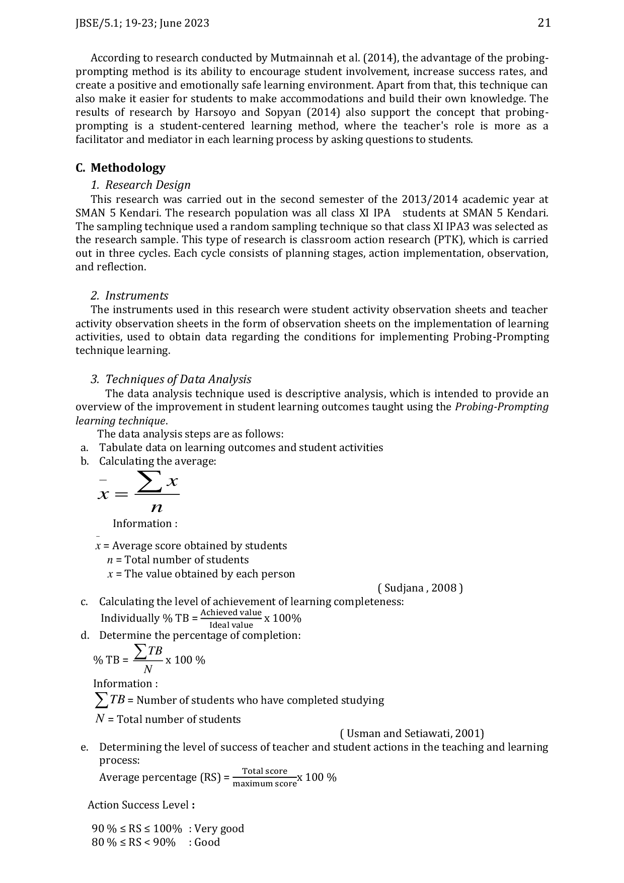 JURIS Probing Prompting Learning Strategy to Increase Biology Learning Activities Student of Class XI IPA 3 at SMAN 5 Kendari