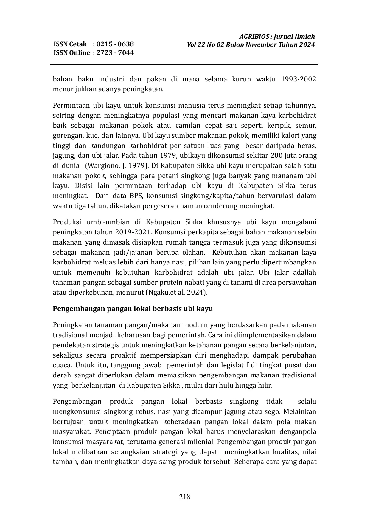 JURIS Pengembangan Pangan Lokal Berbasis Ubi Kayu dalam Mendukung Ketahanan Pangan di Kabupaten Sikka Profinsi Nusa Tenggara Timur