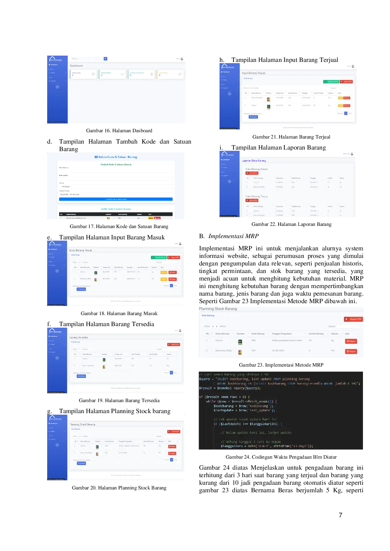 JURIS Pembuatan Sistem Informasi Perencanaan Stok Barang Berbasis Website Menggunakan Metode Material Requirement Planning MRP