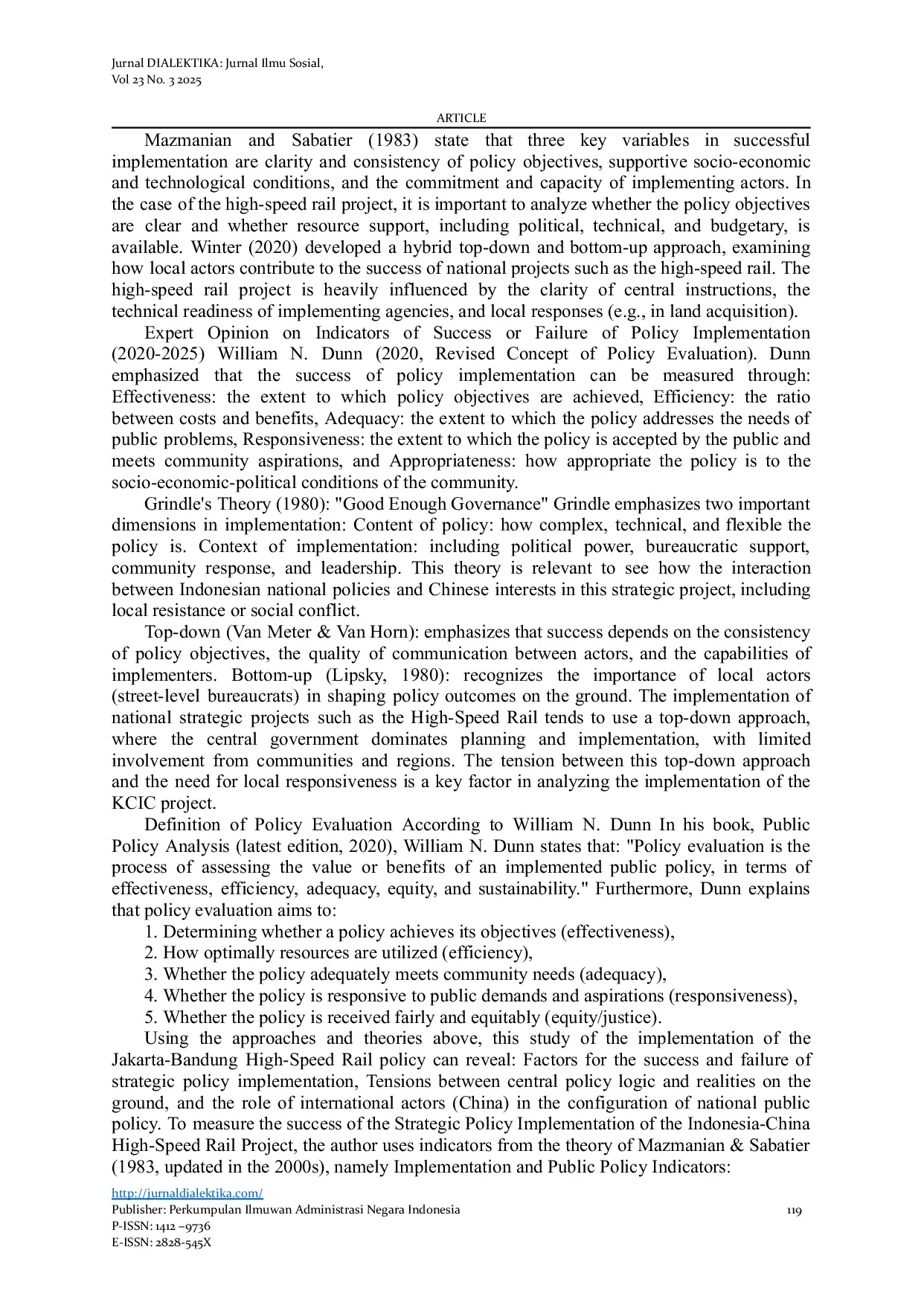 JURIS Implementation of Strategic Policies for the Indonesia China High Fast Rail Project A Case Study of the Jakarta Bandung High Fast Rail