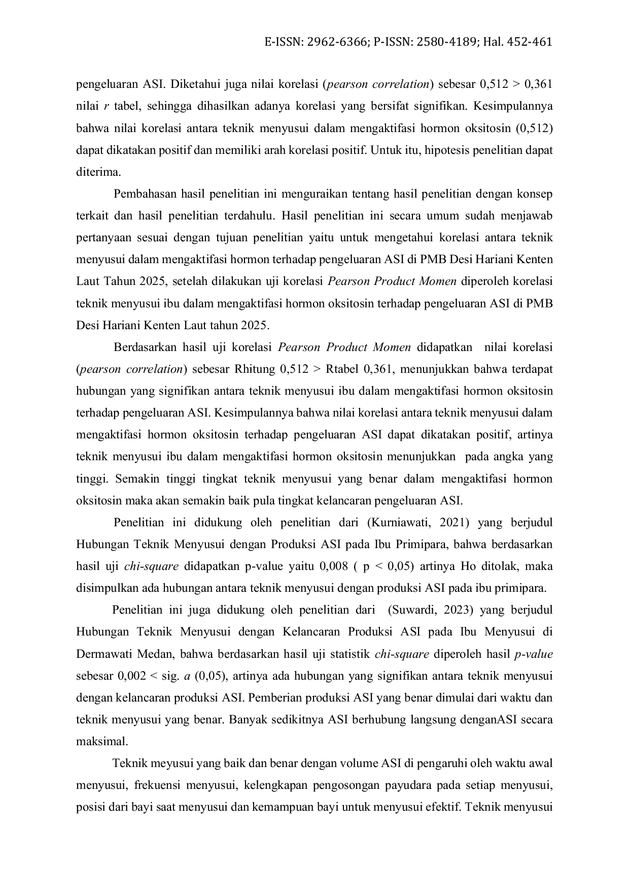 JURIS Korelasi Teknik Menyusui Ibu dalam Mengaktifkan Hormon Oksitosin terhadap Produksi Air Susu Ibu