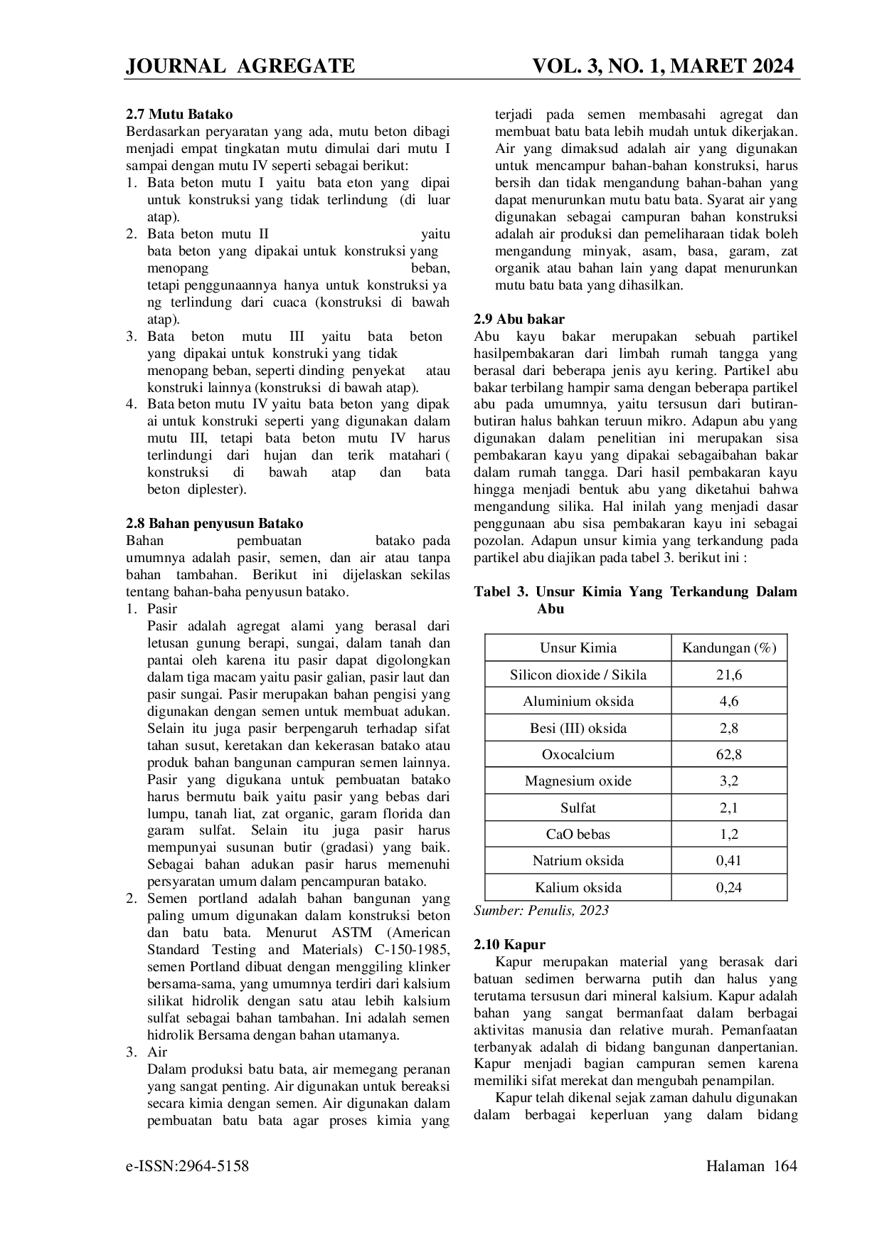 JURIS Campuran Kapur Dalam Pembuatan Batako Abu