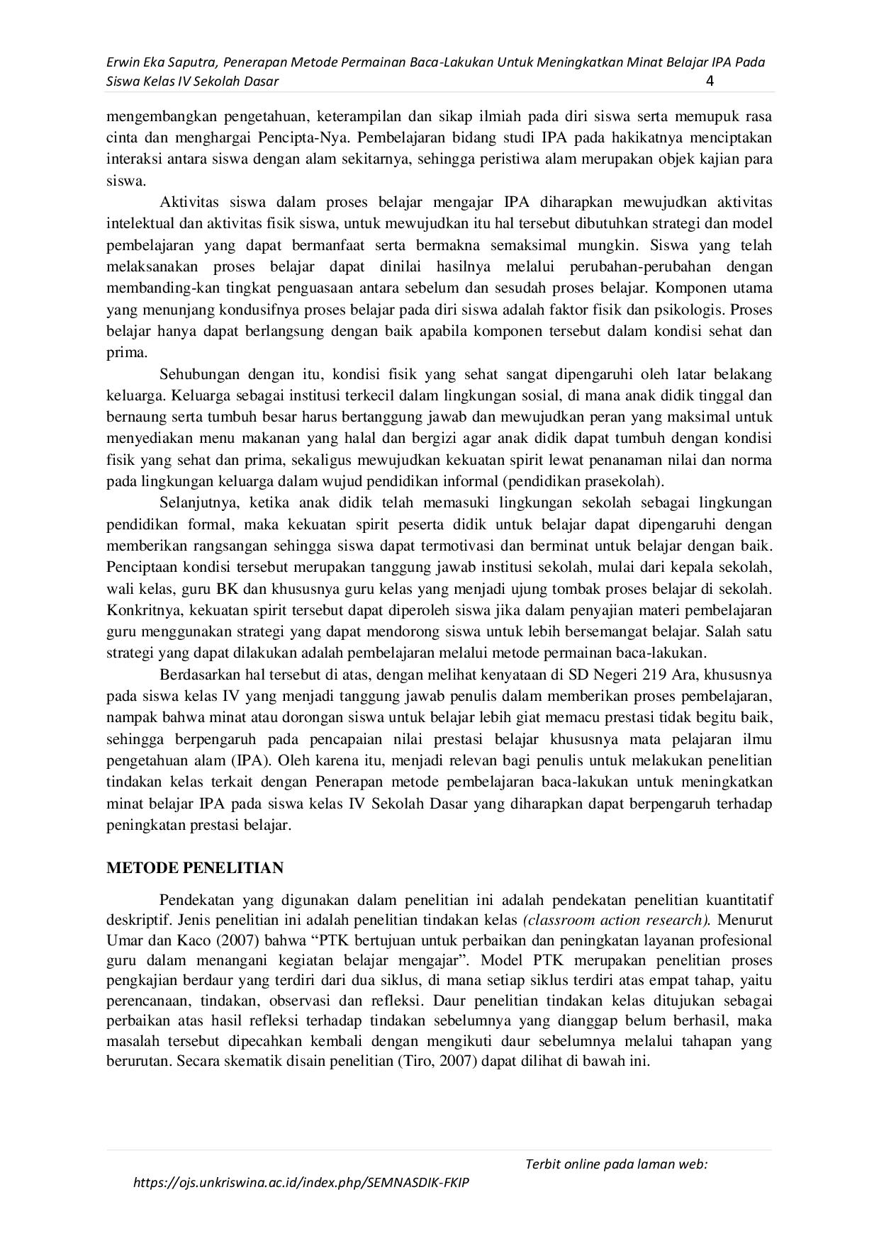 JURIS Penerapan Metode Permainan Baca Lakukan Untuk Meningkatkan Minat Belajar IPA Pada Siswa Kelas IV Sekolah Dasar