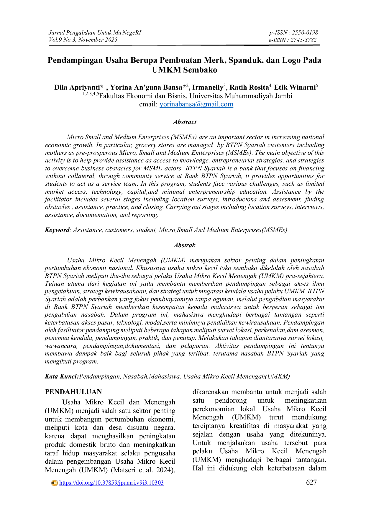 JURIS Pendampingan Usaha Berupa Pembuatan Merk Spanduk dan Logo pada UMKM Sembako