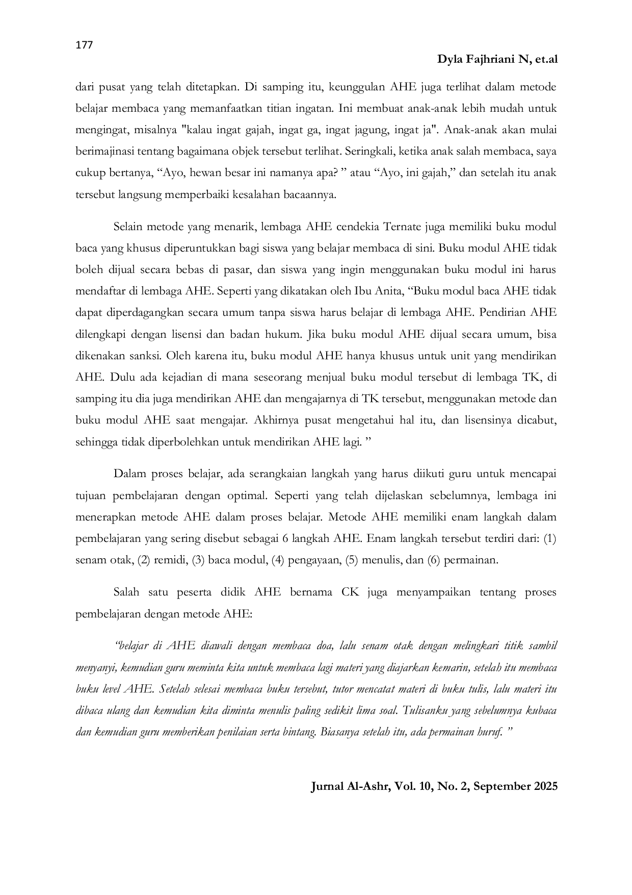 JURIS Using The Ahe Method To Improve Childrens Reading Skills
