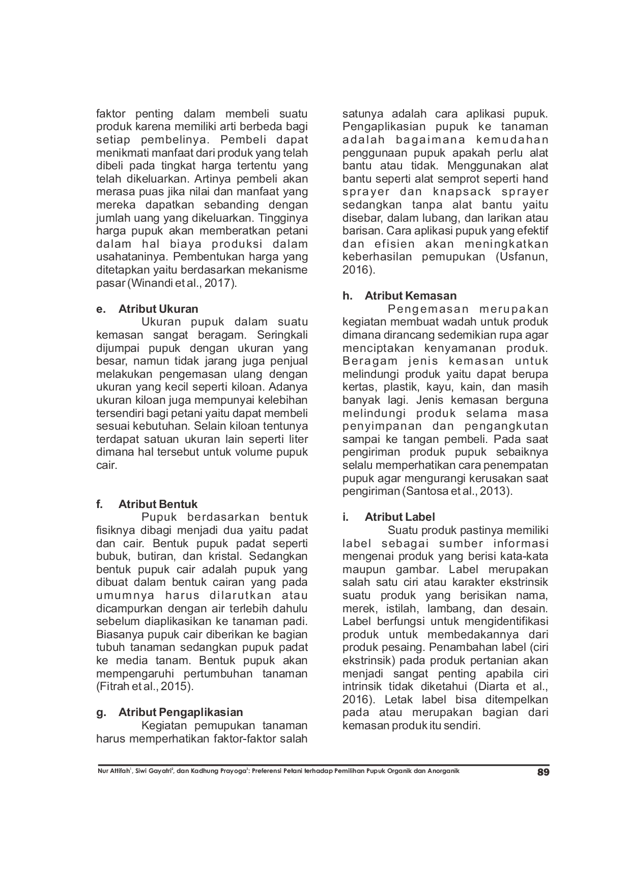 JURIS Preferensi Petani terhadap Pemilihan Pupuk Organik dan Anorganik pada Poktan Tani Makmur Desa Pucakwangi Kabupaten Pati