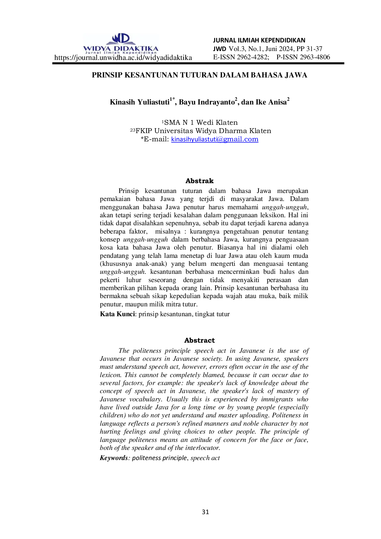 JURIS PRINSIP KESANTUNAN TUTURAN DALAM BAHASA JAWA prinsip kesantunan