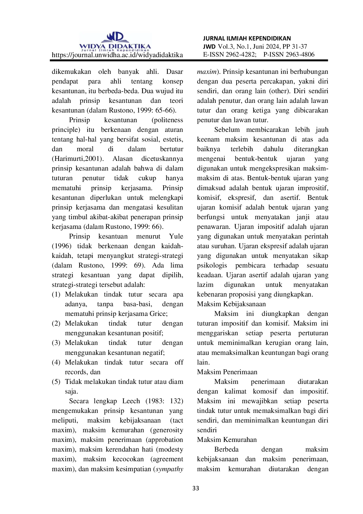 JURIS PRINSIP KESANTUNAN TUTURAN DALAM BAHASA JAWA prinsip kesantunan