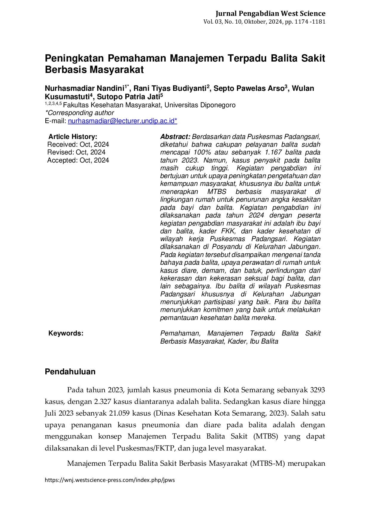 JURIS Peningkatan Pemahaman Manajemen Terpadu Balita Sakit Berbasis Masyarakat