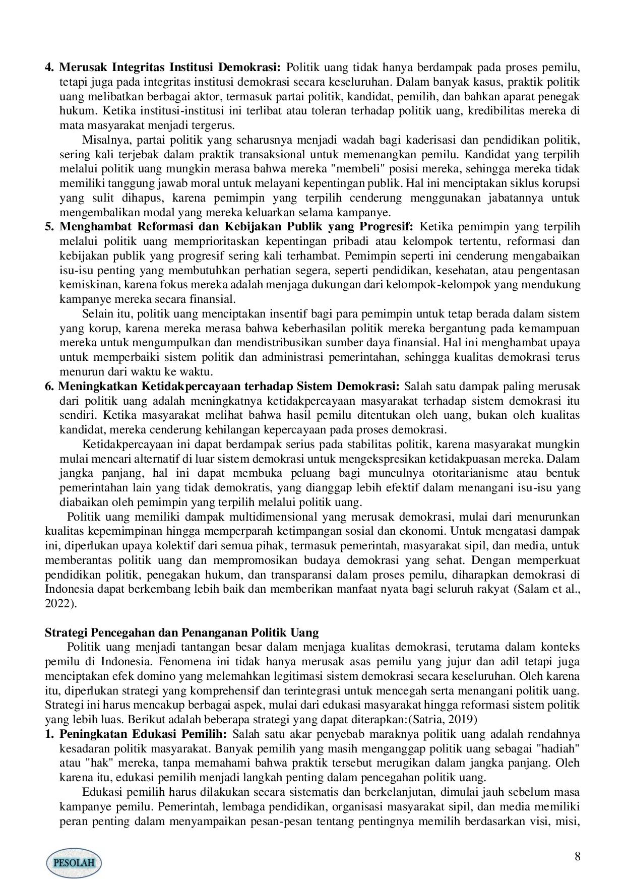 JURIS KAJIAN HUKUM TENTANG POLITIK UANG DALAM KAMPANYE MENJELANG PEMILIHAN UMUM Legal Study On Money Politics In Campaigns Ahead Of General Elections