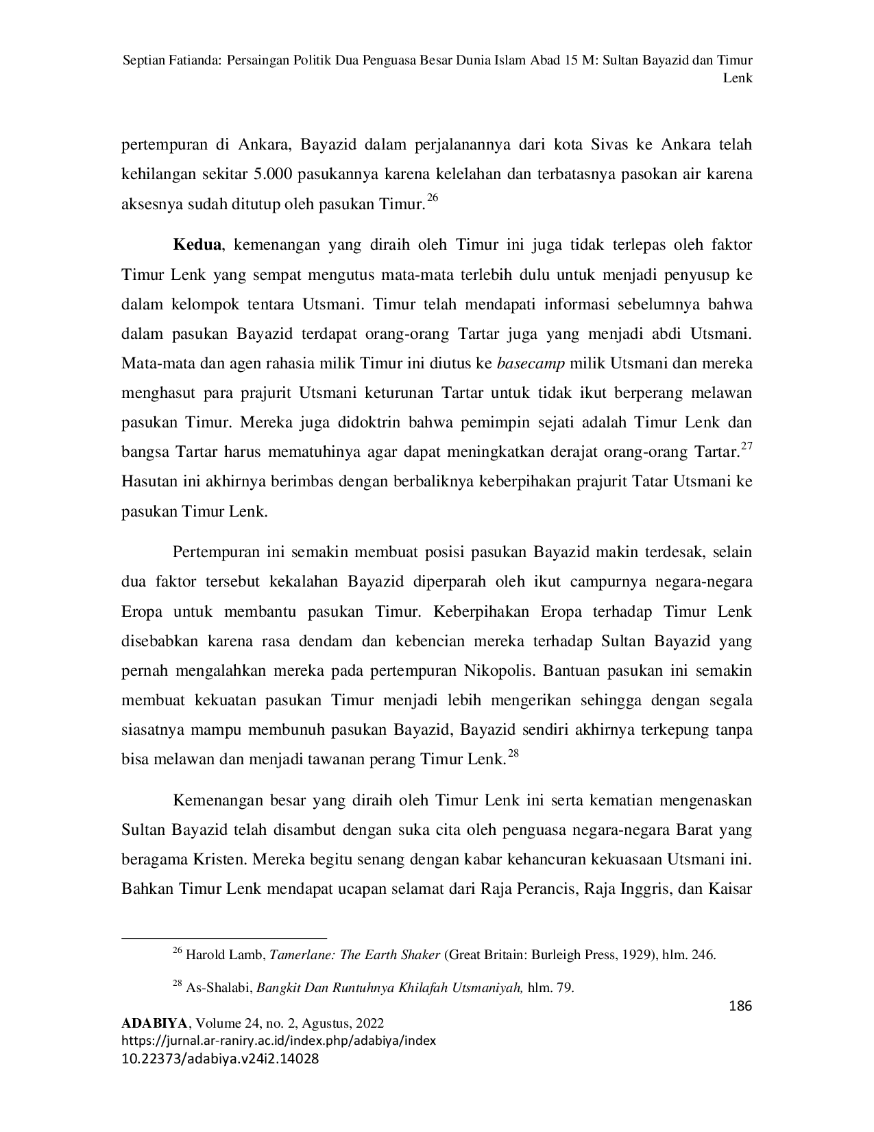 JURIS Persaingan Politik Dua Penguasa Besar Dunia Islam Abad 15 M Sultan Bayazid dan Timur Lenk