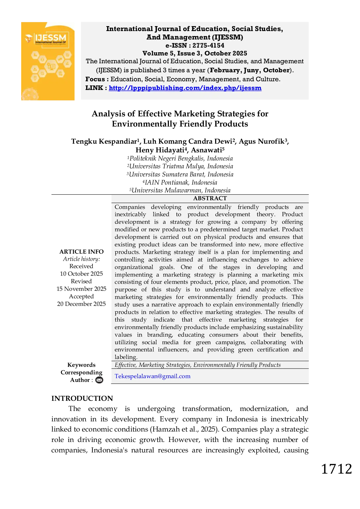 JURIS Analysis of Effective Marketing Strategies for Environmentally Friendly Products