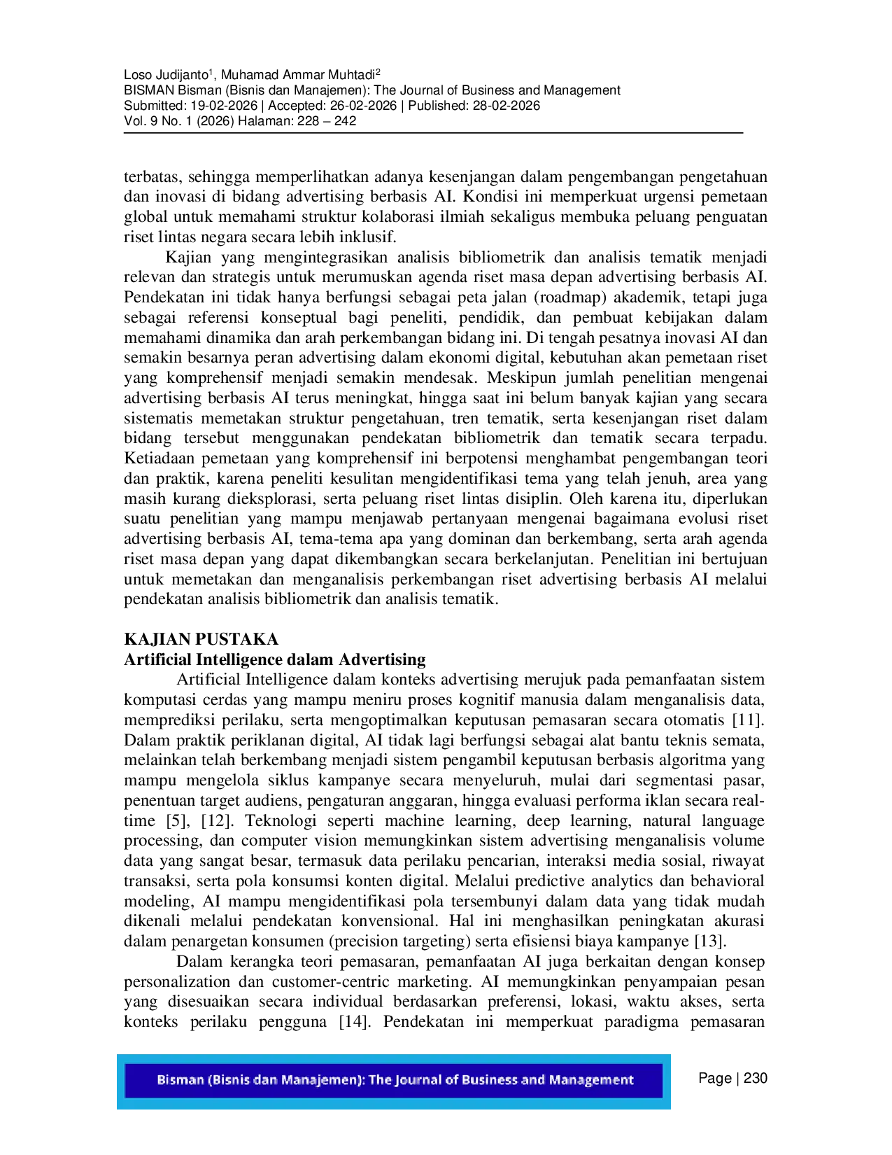 JURIS Agenda Riset Masa Depan Advertising Berbasis AI Melalui Analisis Bibliometrik dan Analisis Tematik