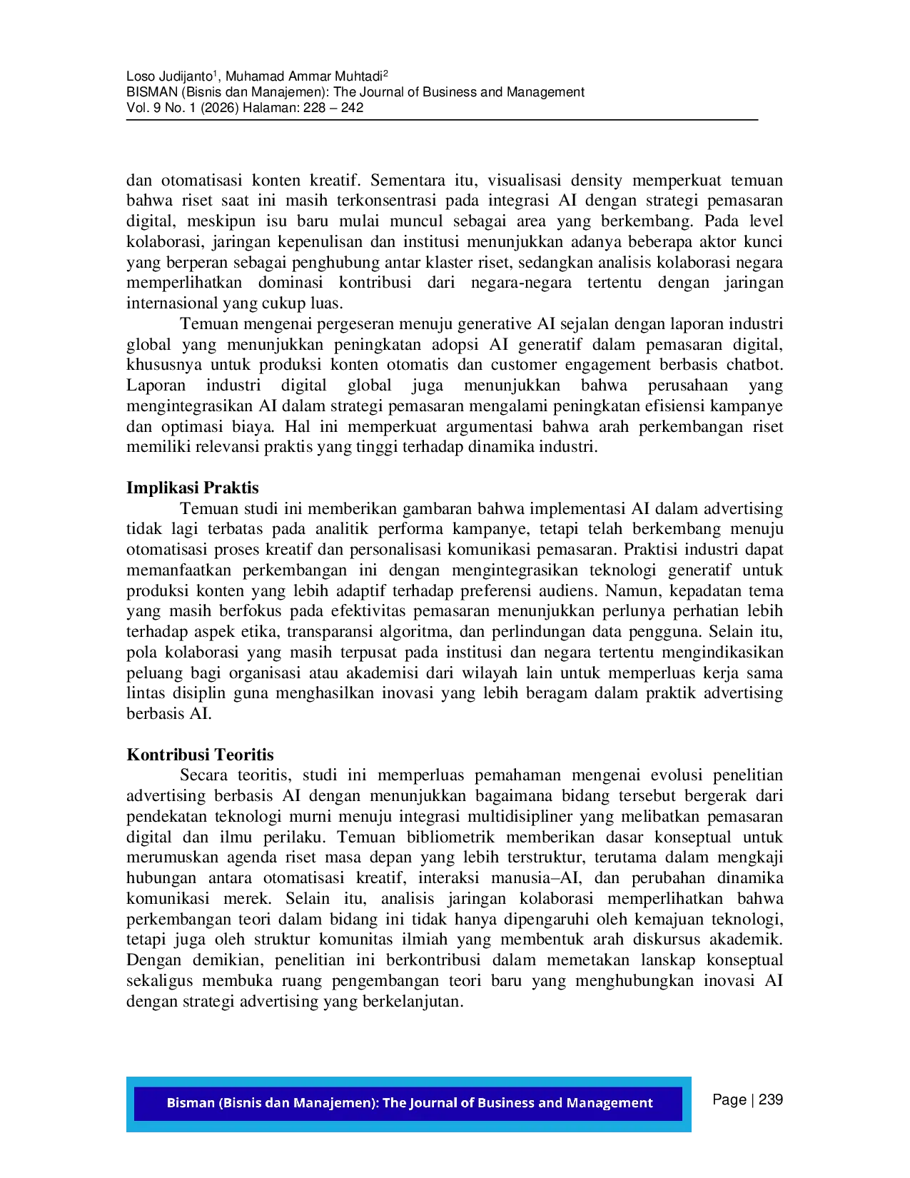 JURIS Agenda Riset Masa Depan Advertising Berbasis AI Melalui Analisis Bibliometrik dan Analisis Tematik