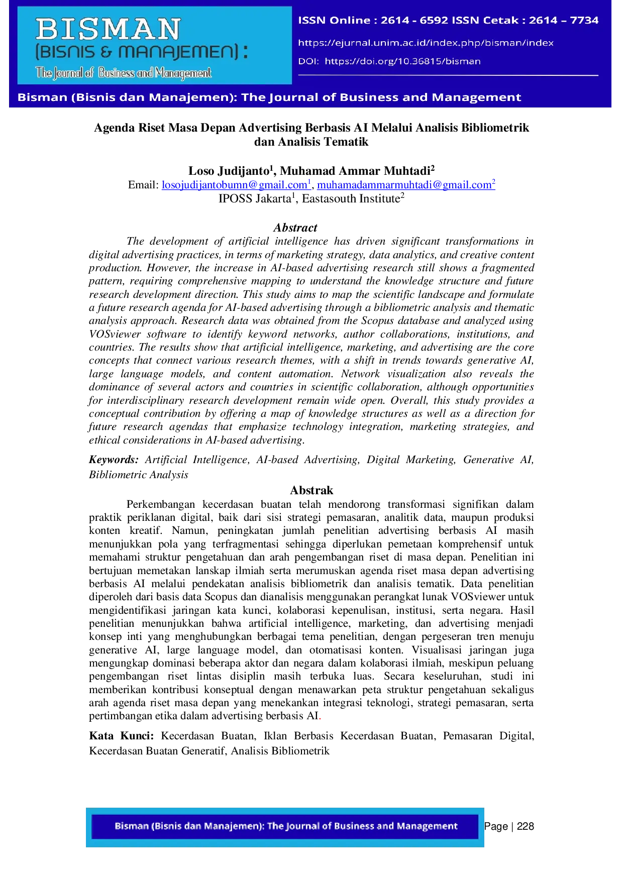 JURIS Agenda Riset Masa Depan Advertising Berbasis AI Melalui Analisis Bibliometrik dan Analisis Tematik