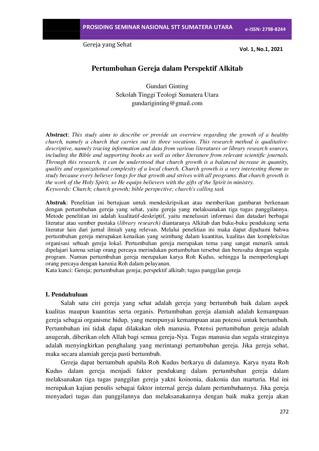 JURIS Pertumbuhan Gereja dalam Perspektif Alkitab