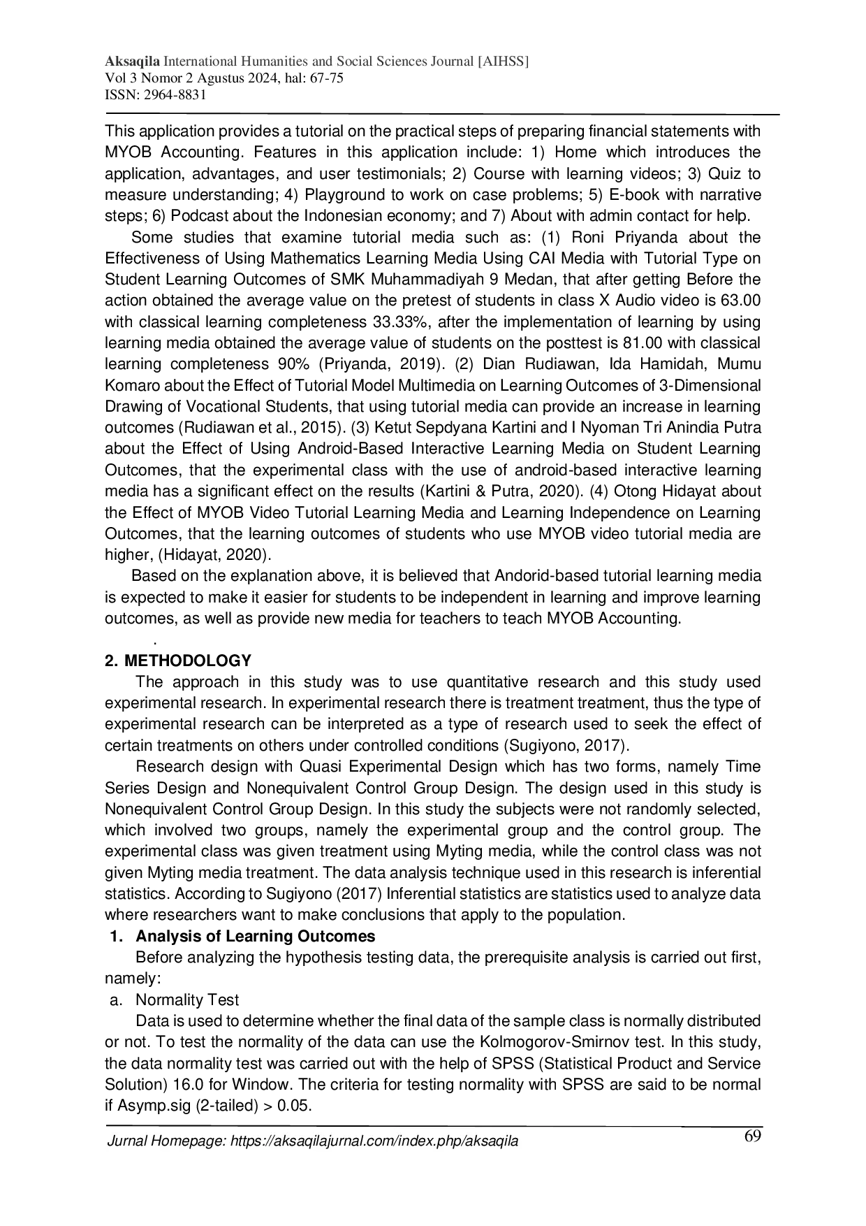 JURIS Utilization of Android based Myting Program in Improving Myob Accounting Learning Outcomes for Students At SMK Muhammadiyah 04 Medan