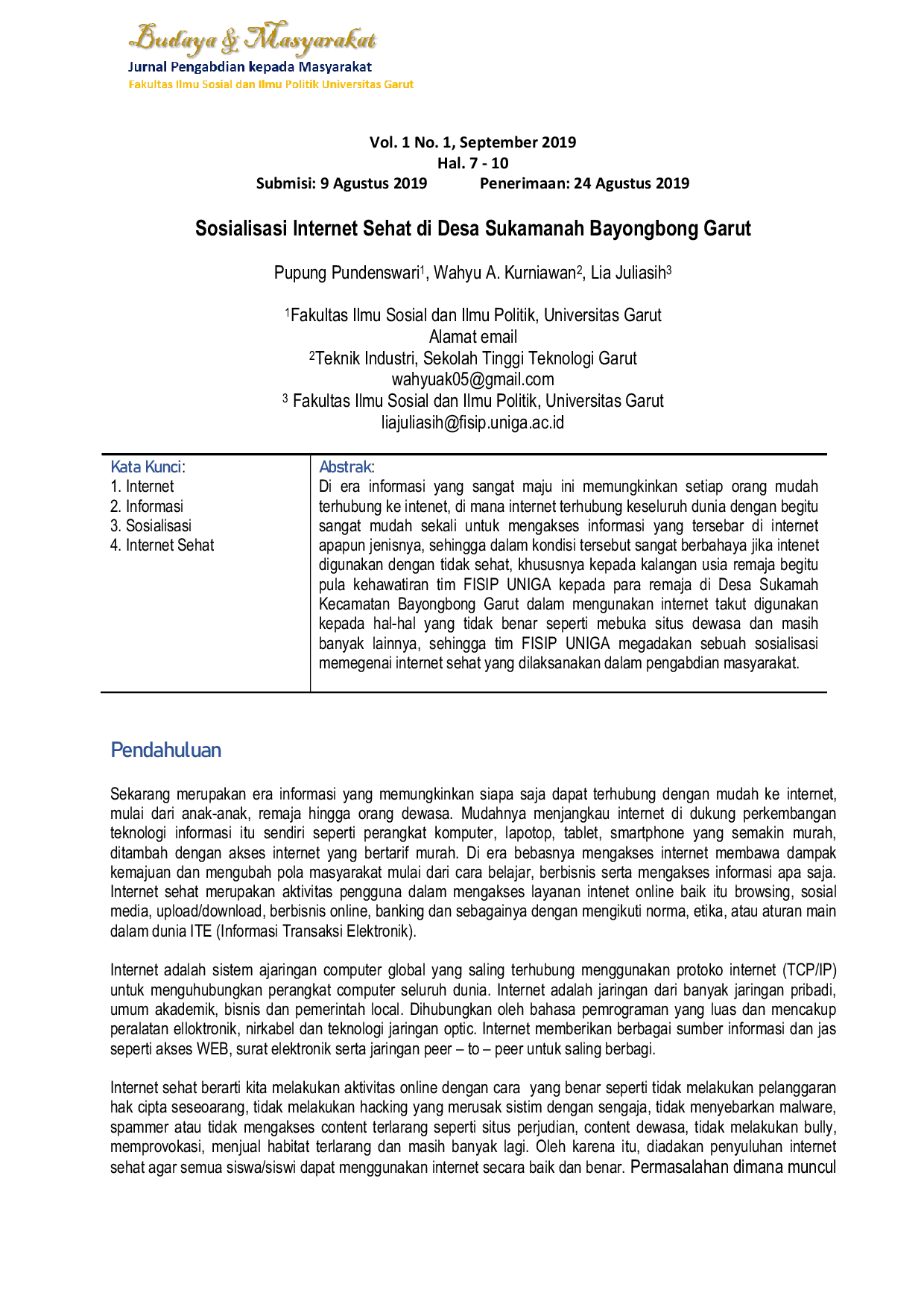 JURIS Sosialisasi Internet Sehat di Desa Sukamanah Bayongbong Garut