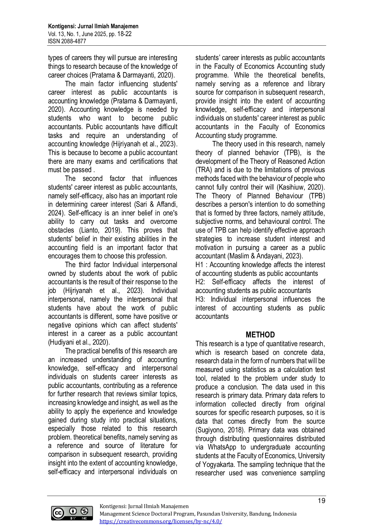 JURIS The Influence Of Accounting Knowledge Self Efficacy And Interpersonal Individuals On Students Career Interest As Public Accountants