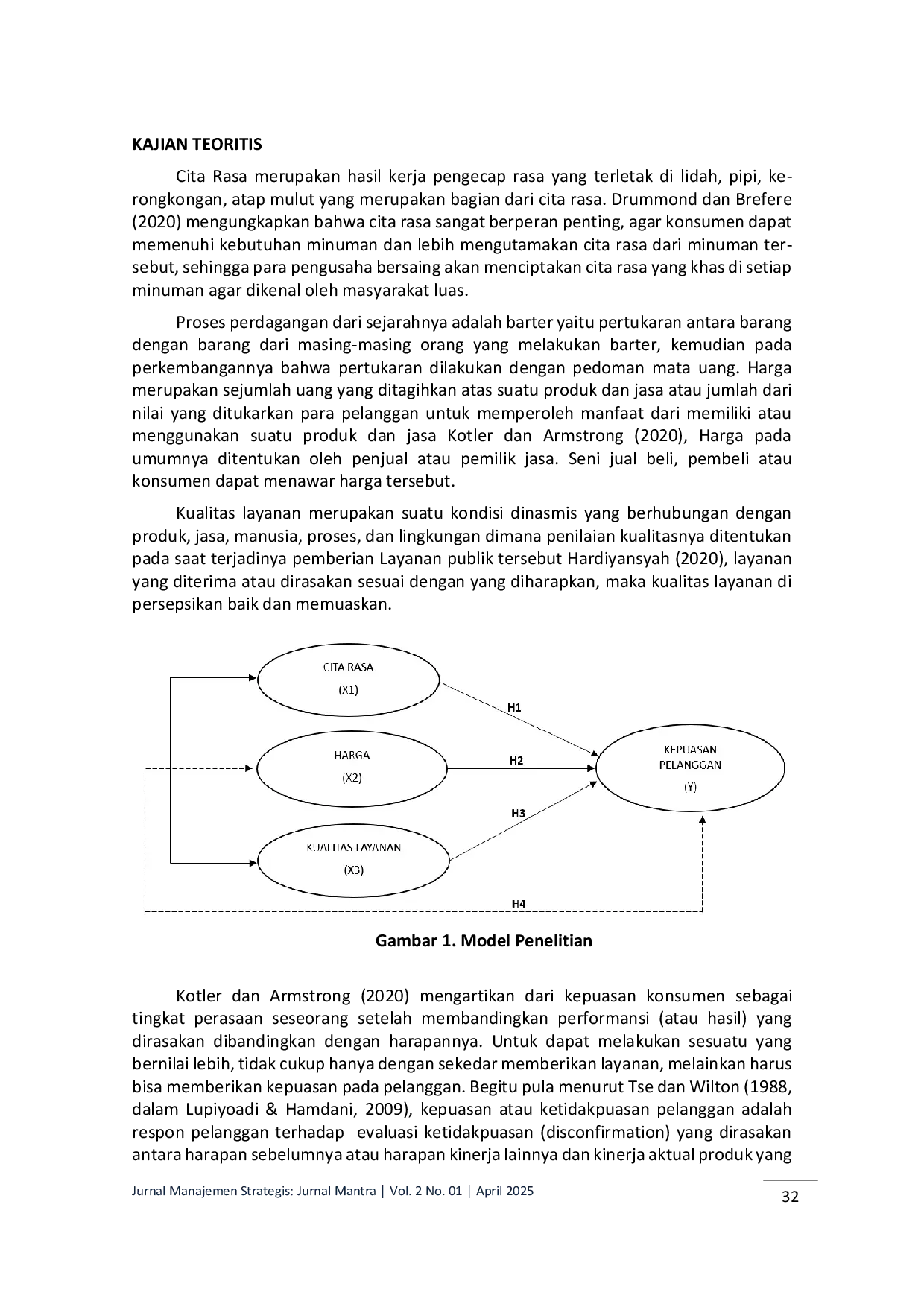 JURIS Pengaruh Cita Rasa Harga dan Kualitas Layanan terhadap Kepuasan Konsumen Lekasane Street Coffee Yogyakarta