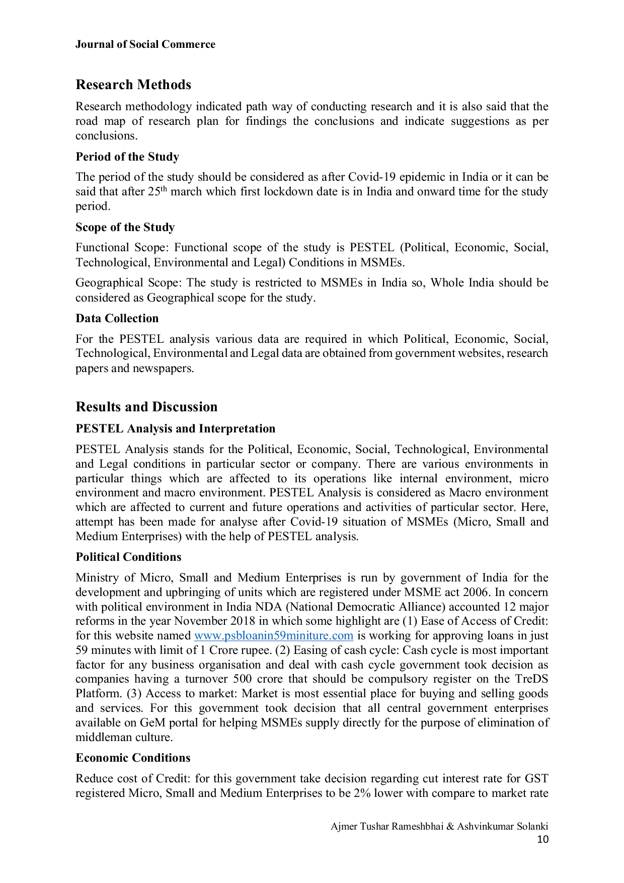 JURIS PASTEL Analysis of Micro Small and Medium Enterprises After Covid 19 in India