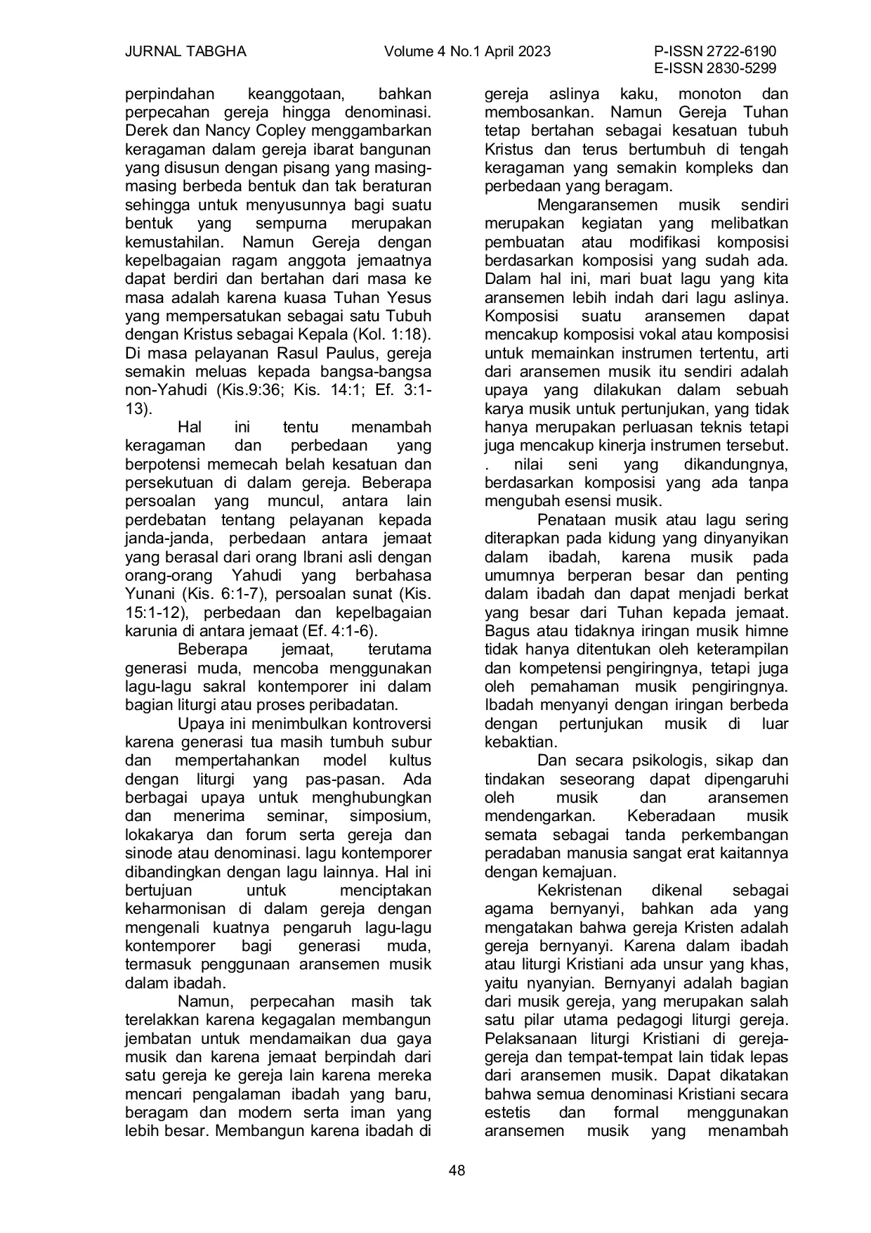 JURIS Peranan Aransemen Musik Gereja Modern Terhadap Dinamika Ibadah