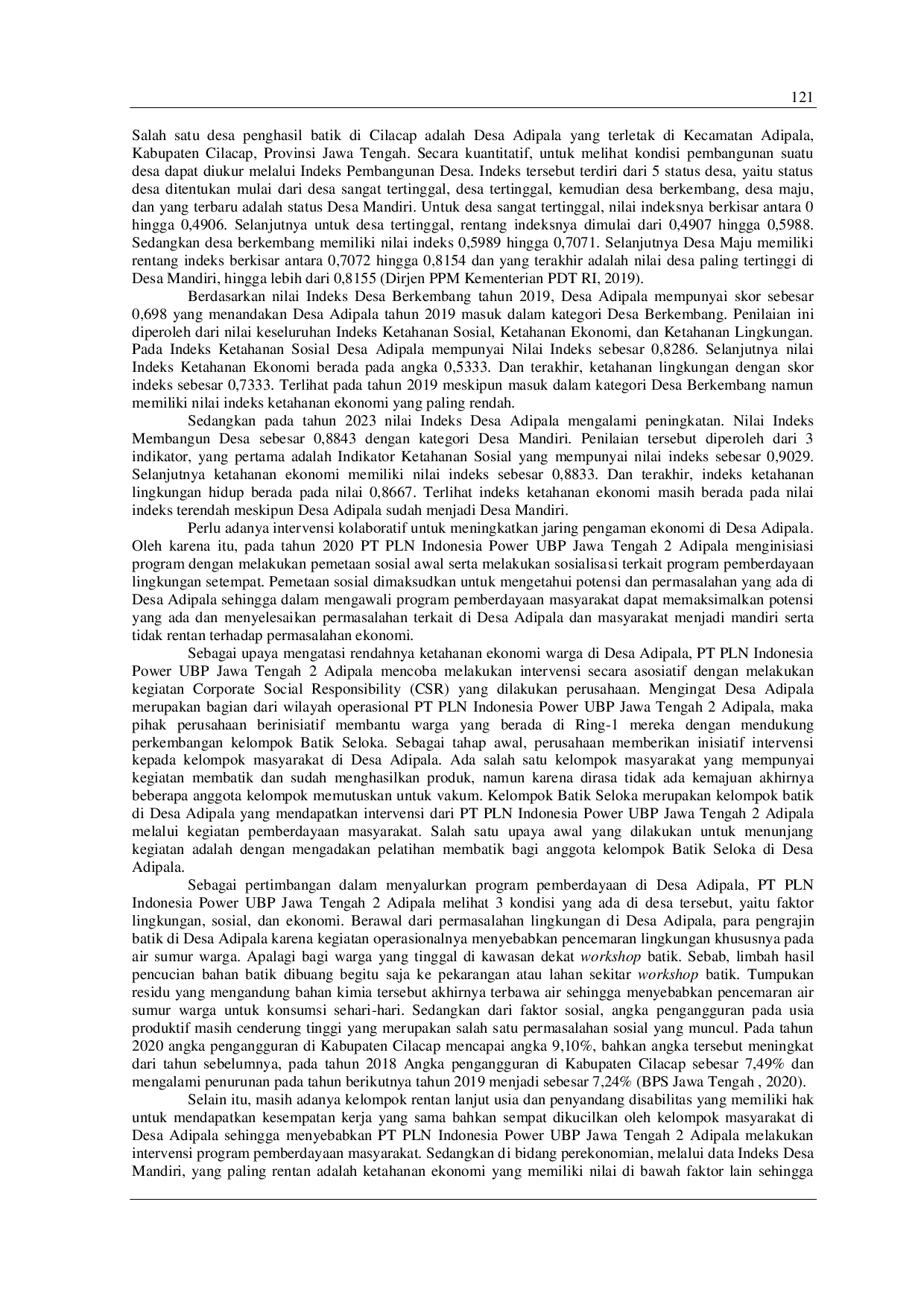 JURIS Evaluasi Pelaksanaan Pemberdayaan Masyarakat Adipala Melalui Program Kampung Batik Adipala