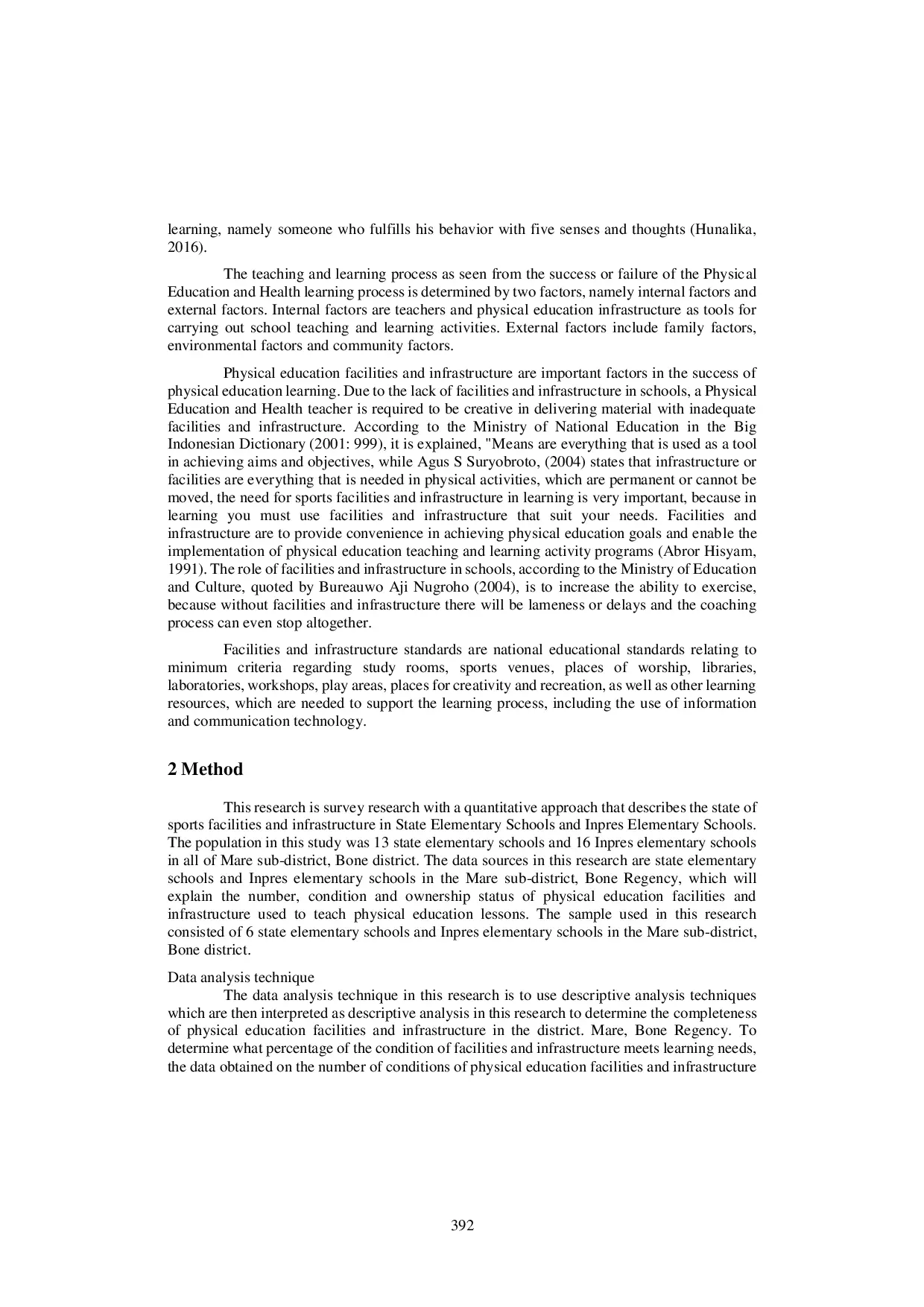 JURIS Survey Sarana Dan Prasarana Pendidikan Jasmani Olahraga Dan Kesehatan di UPT SD Kecamatan Mare Kabupaten Bone