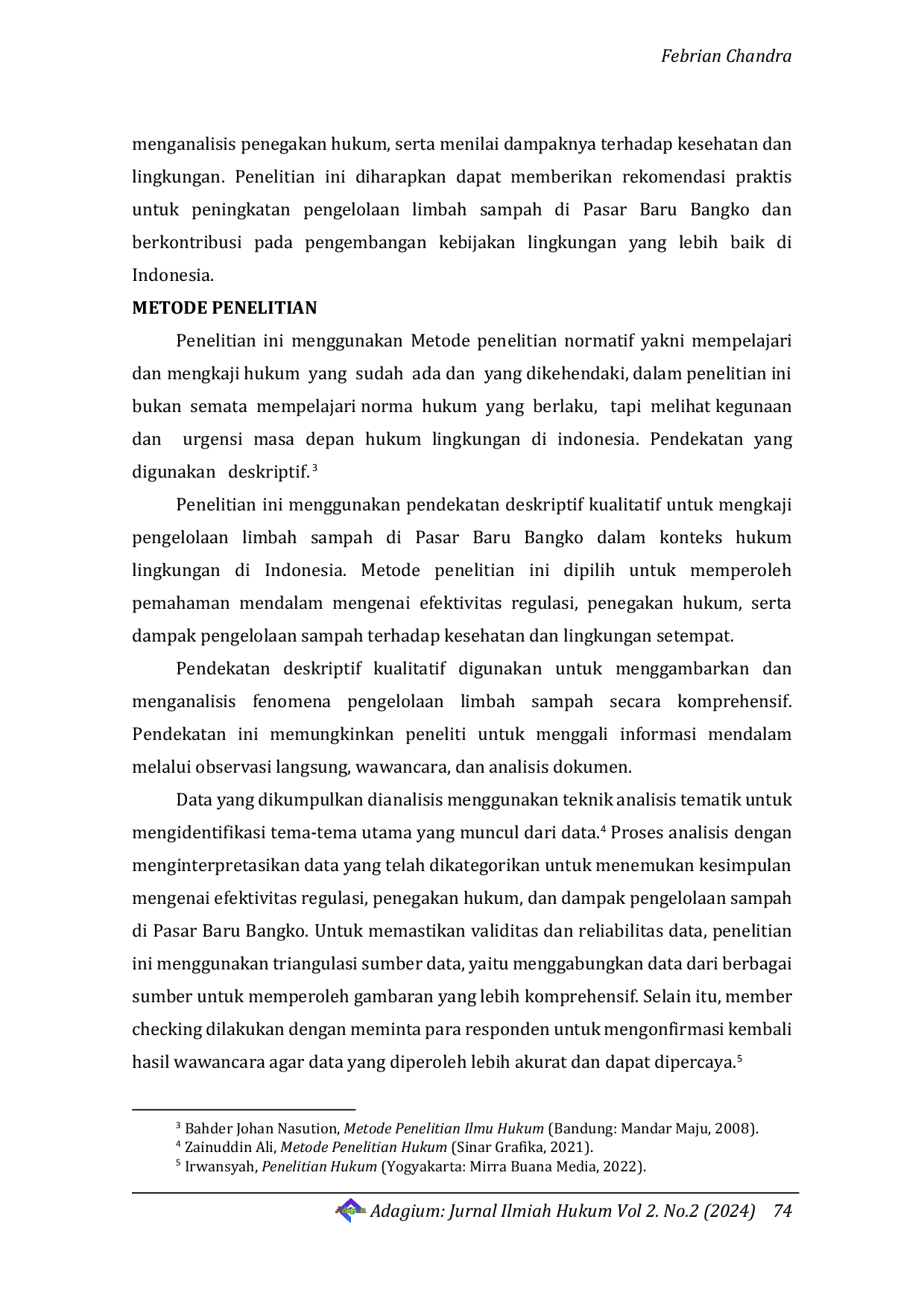 JURIS Tinjauan Yuridis Limbah Sampah Pasar Baru Bangko dalam Kajian Hukum Lingkungan di Indonesia