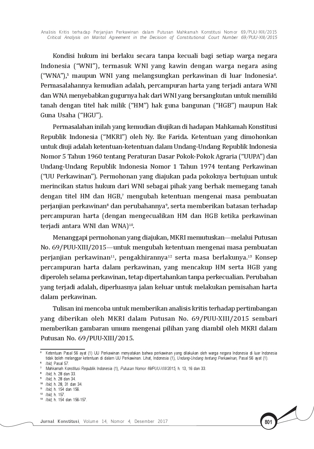 juris Analisis Kritis terhadap Perjanjian Perkawinan dalam Putusan Mahkamah Konstitusi Nomor 69 PUU XIII 2015