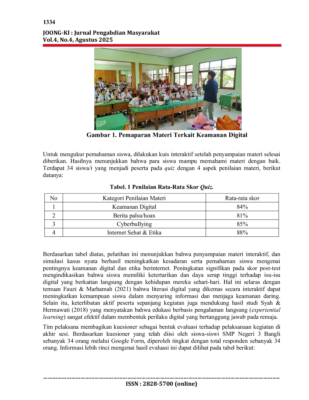 JURIS Peningkatan Literasi Dan Keamanan Digital Siswa SMP Negeri 3 Bangli Melalui Pelatihan Interaktif