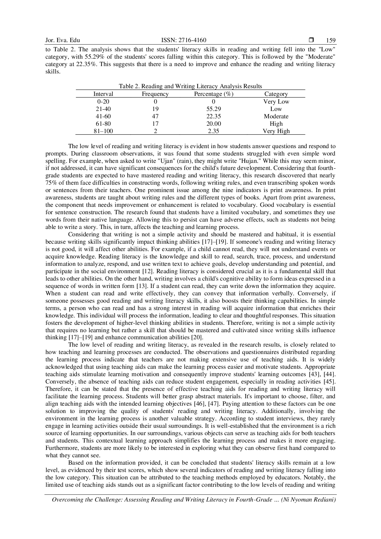 JURIS Overcoming the Challenge Assessing Reading and Writing Literacy in Fourth Grade Students