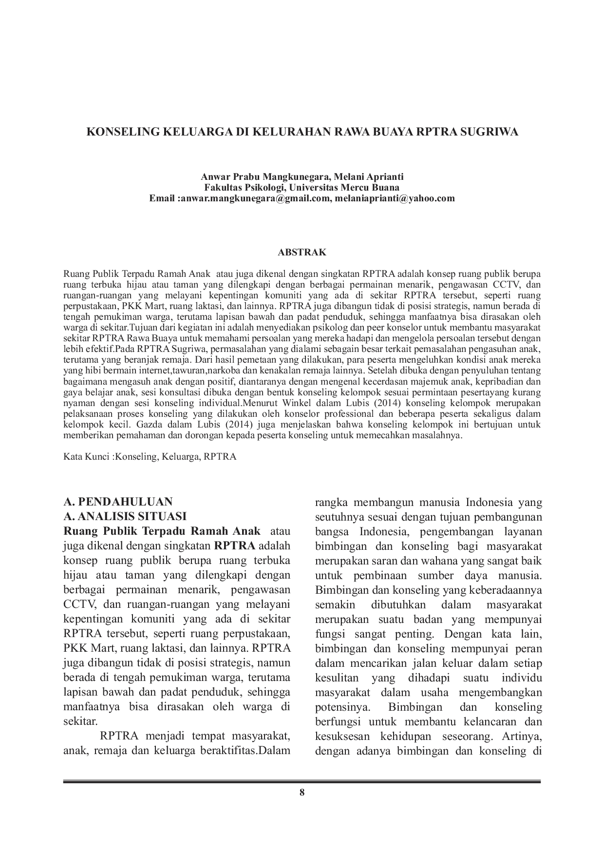 JURIS Konseling Keluarga Di Kelurahan Rawa Buaya Rptra Sugriwa