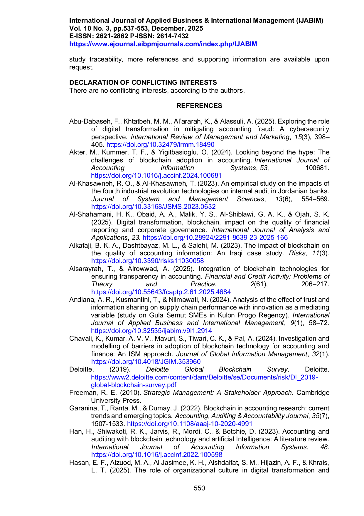 JURIS Blockchain Accounting for Transparency Accountability and Audit Practice A Systematic Literature Review
