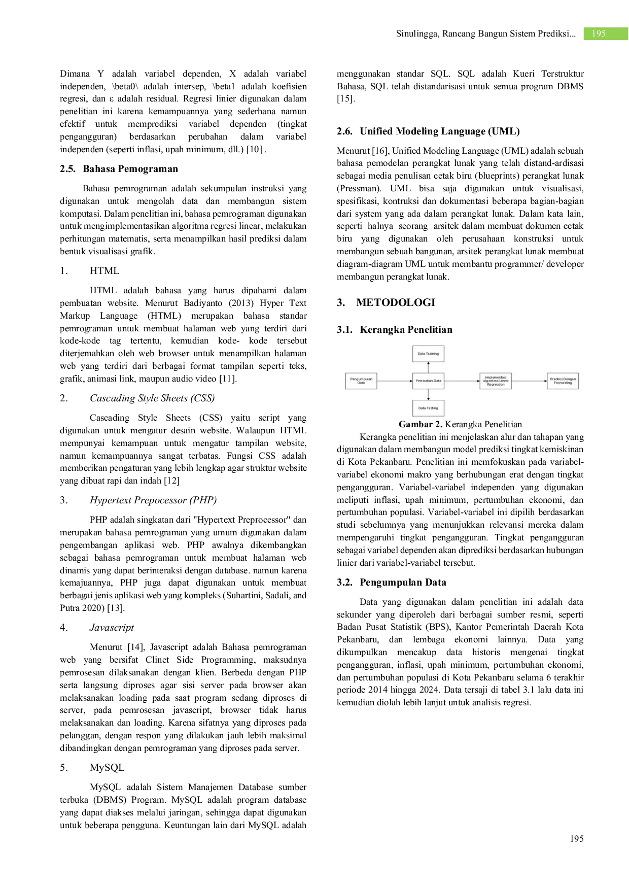 JURIS Rancang Bangun Sistem Prediksi Tingkat Pengangguran Di Kota Pekanbaru Dengan Metode Regresi Linier Berbasis Web