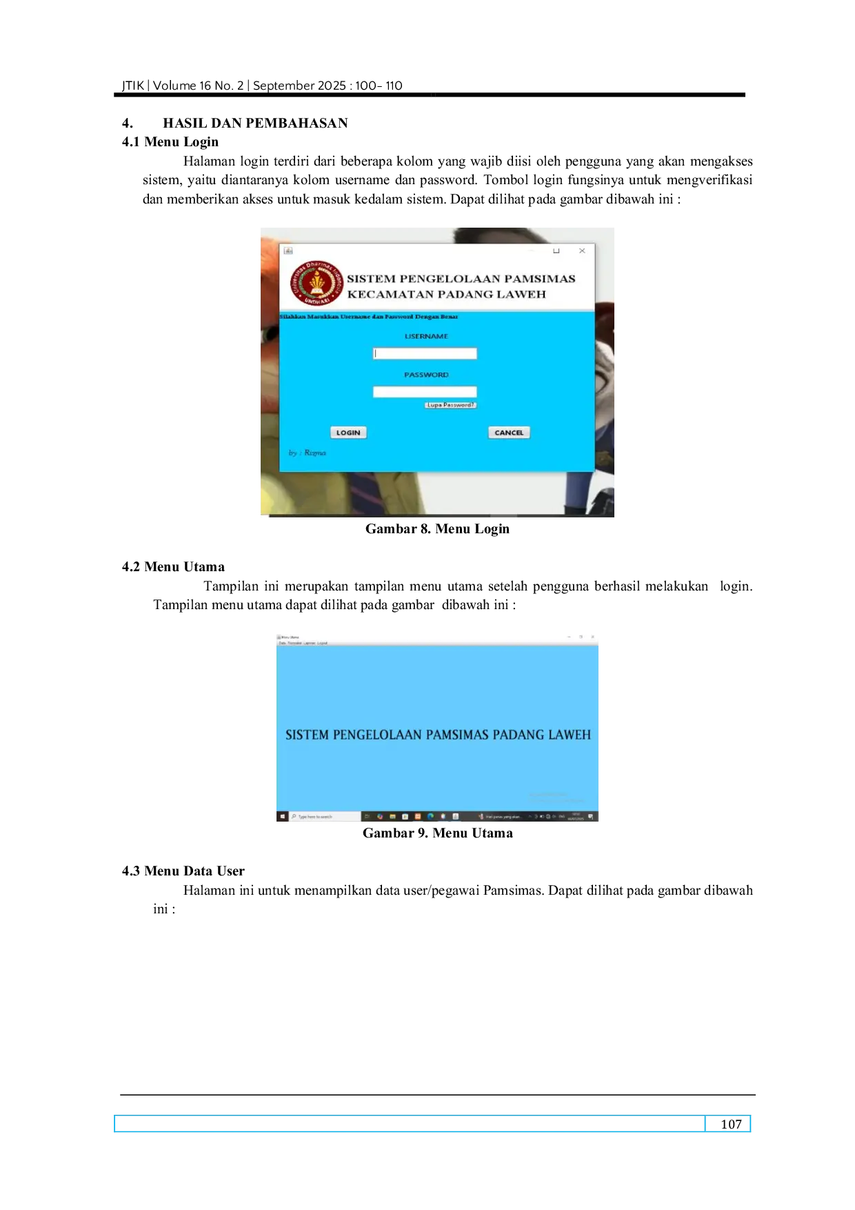 JURIS Sistem Informasi Pengelolaan Data Tagihan Air PAMSIMAS Berbasis Desktop Pada Kecamatan Padang Laweh