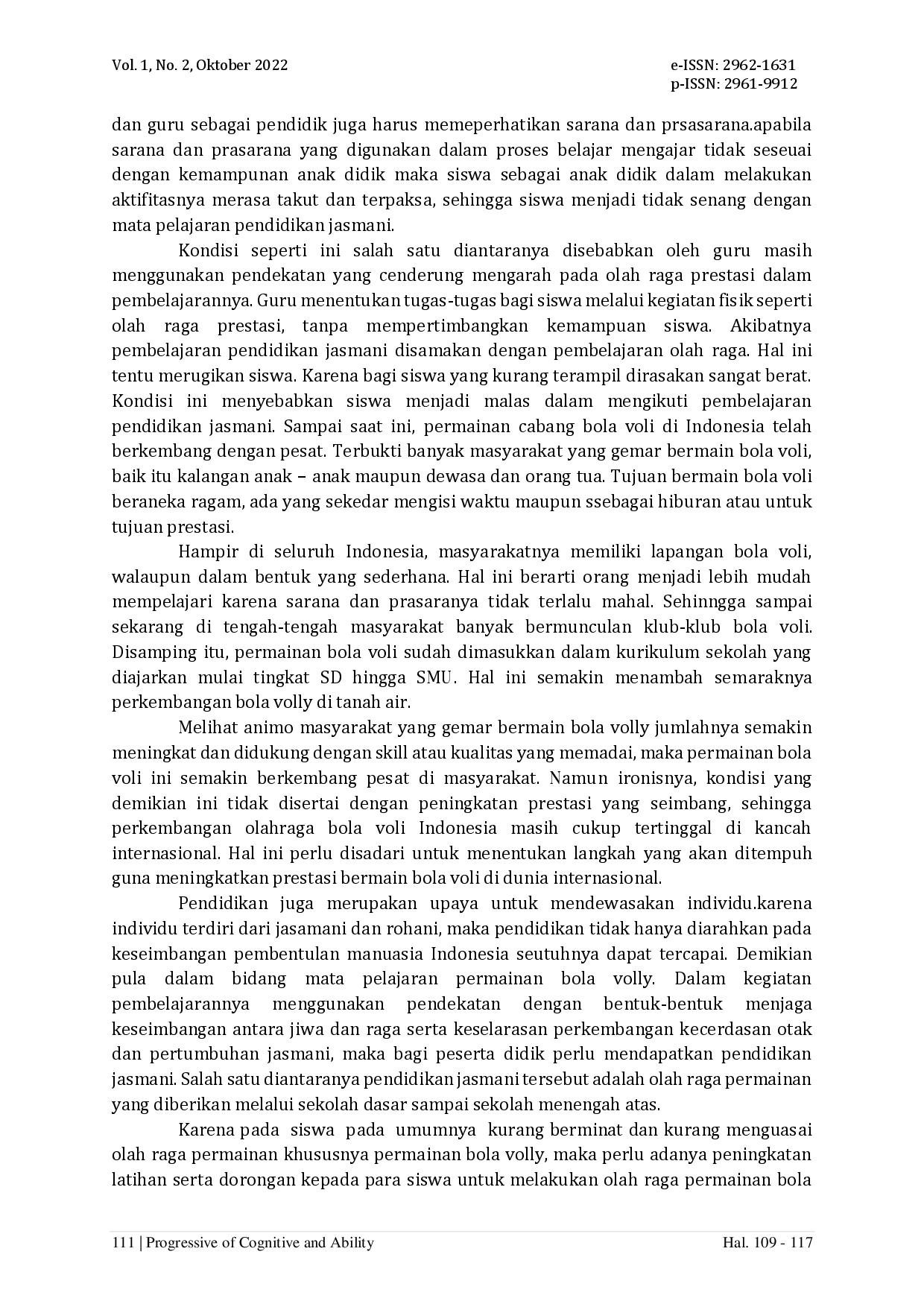 juris Penerapan Latihan Wall Ball untuk Meningkatkan Keterampilan Siswa dalam Melakukan Passing Bawah pada Permainan Bola Voli