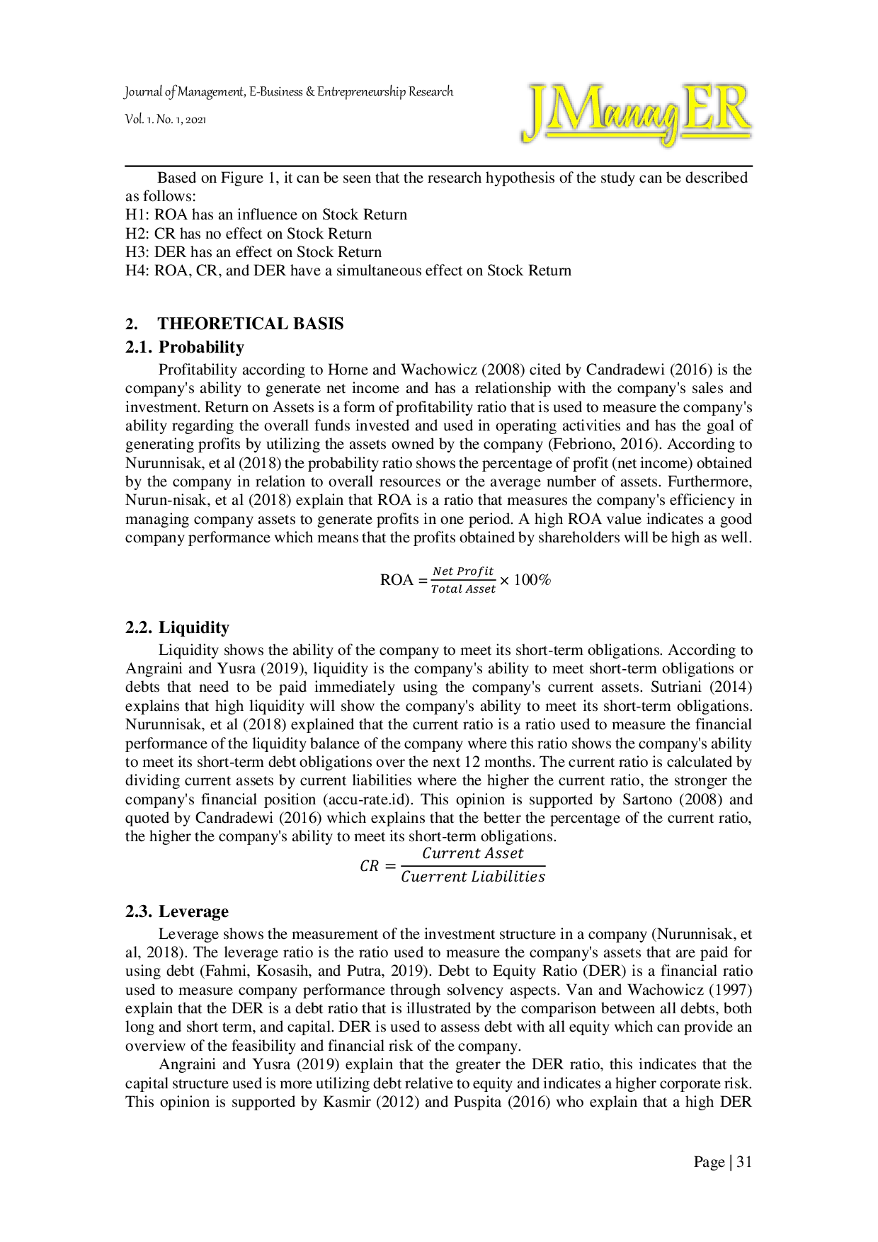 JURIS The Effect of Probability Liquidity and Leverage on Stock Returns in LQ45 Companies